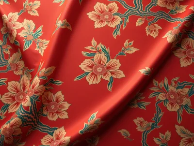 Red Fabric With Floral Pattern