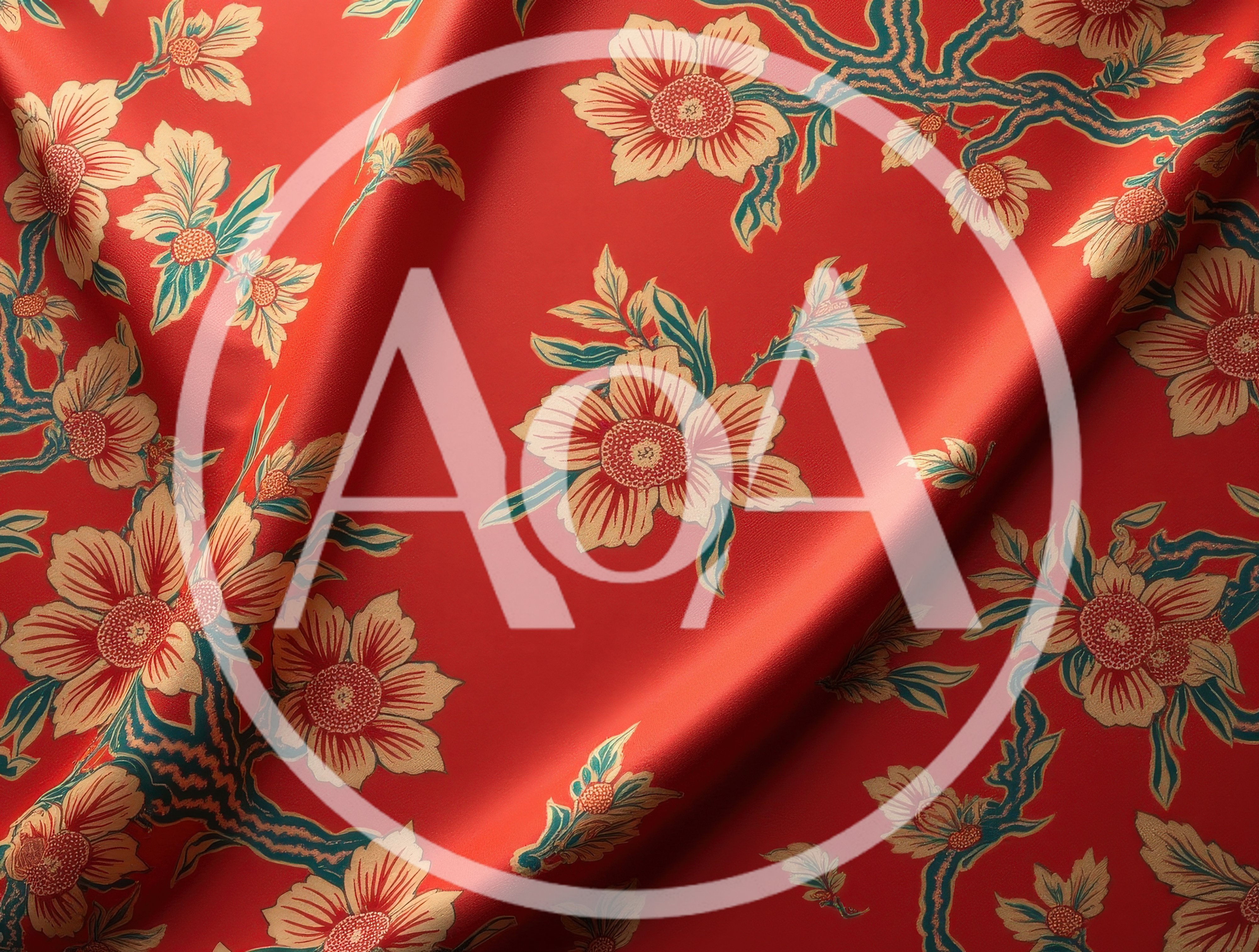 Red Fabric With Floral Pattern