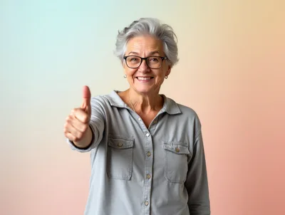 Smiling Senior Woman Giving A Thumbs Up Gesture