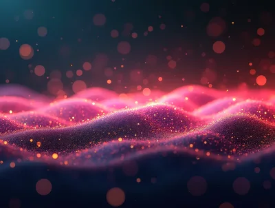 Abstract Glowing Pink Particle Wave Background