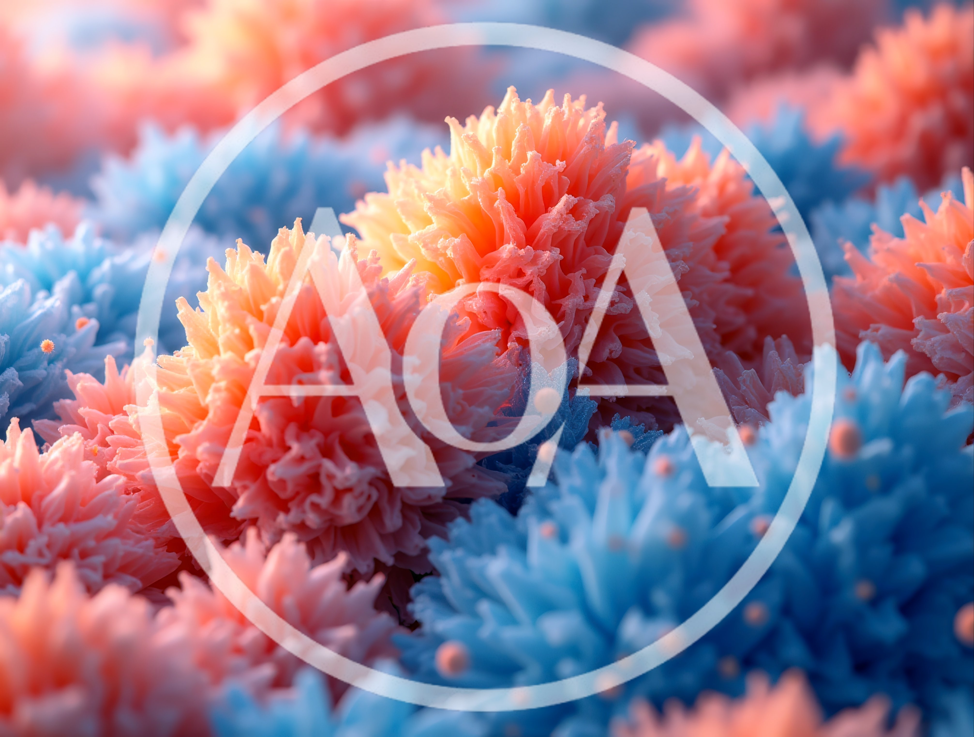 Abstract Macro View of Pink and Blue Coral Structures