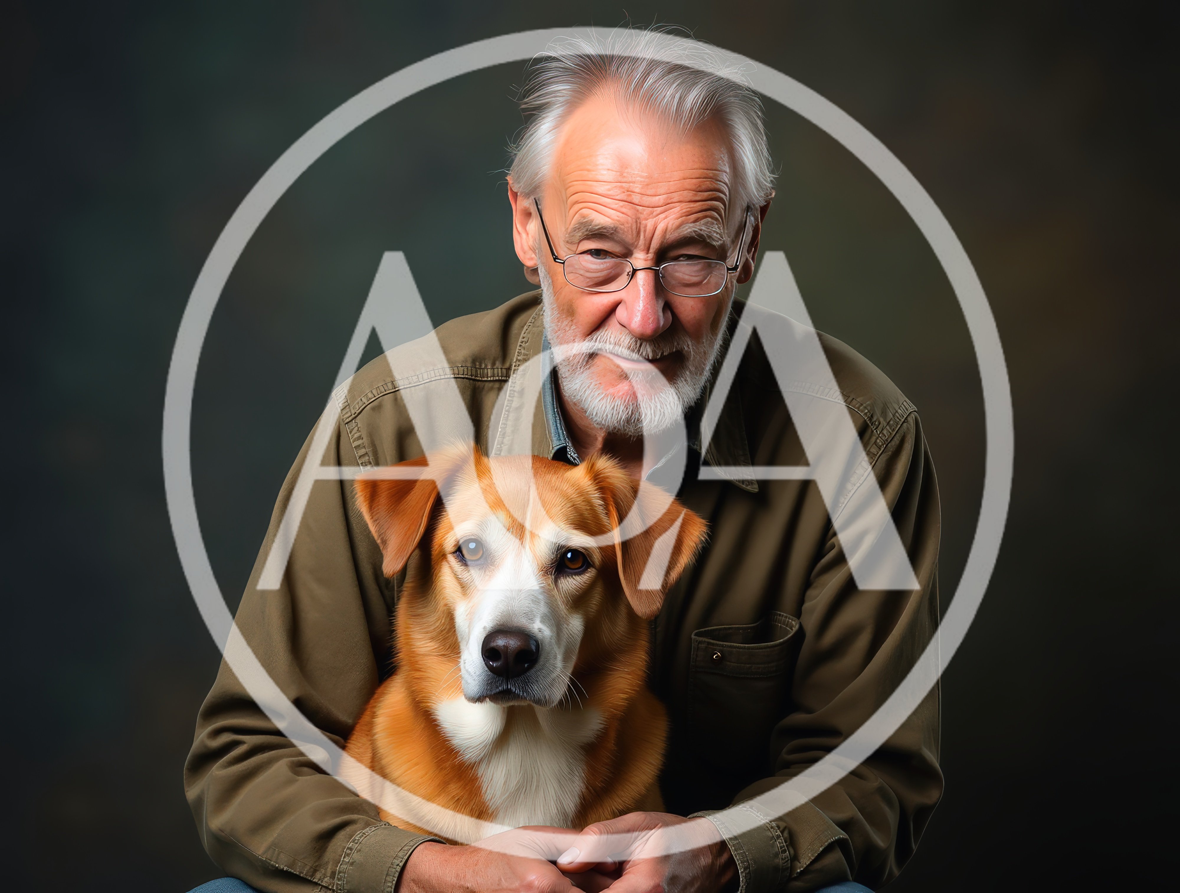 Senior Man Embracing His Golden Retriever Dog
