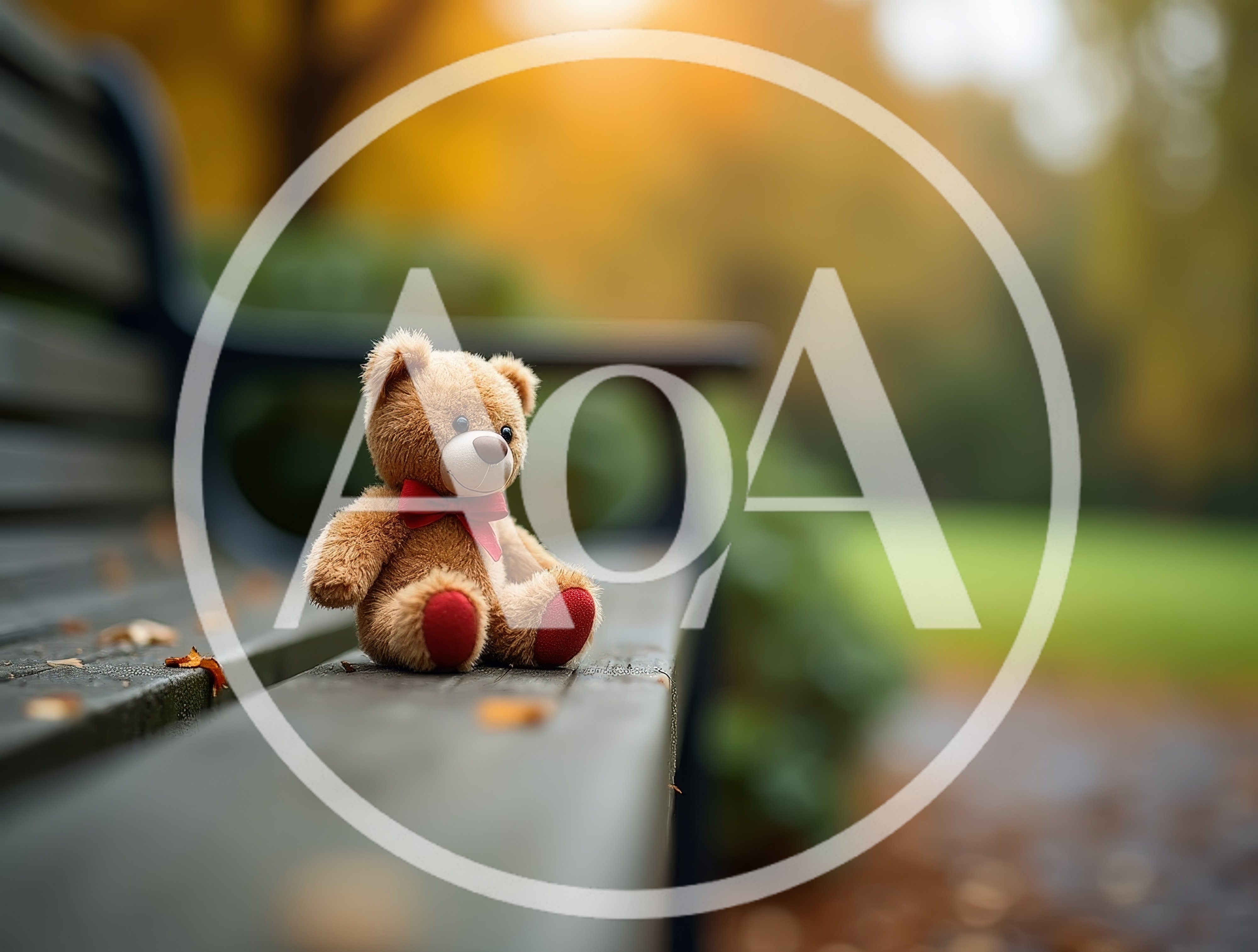 Teddy Bear Sitting Alone On A Park Bench