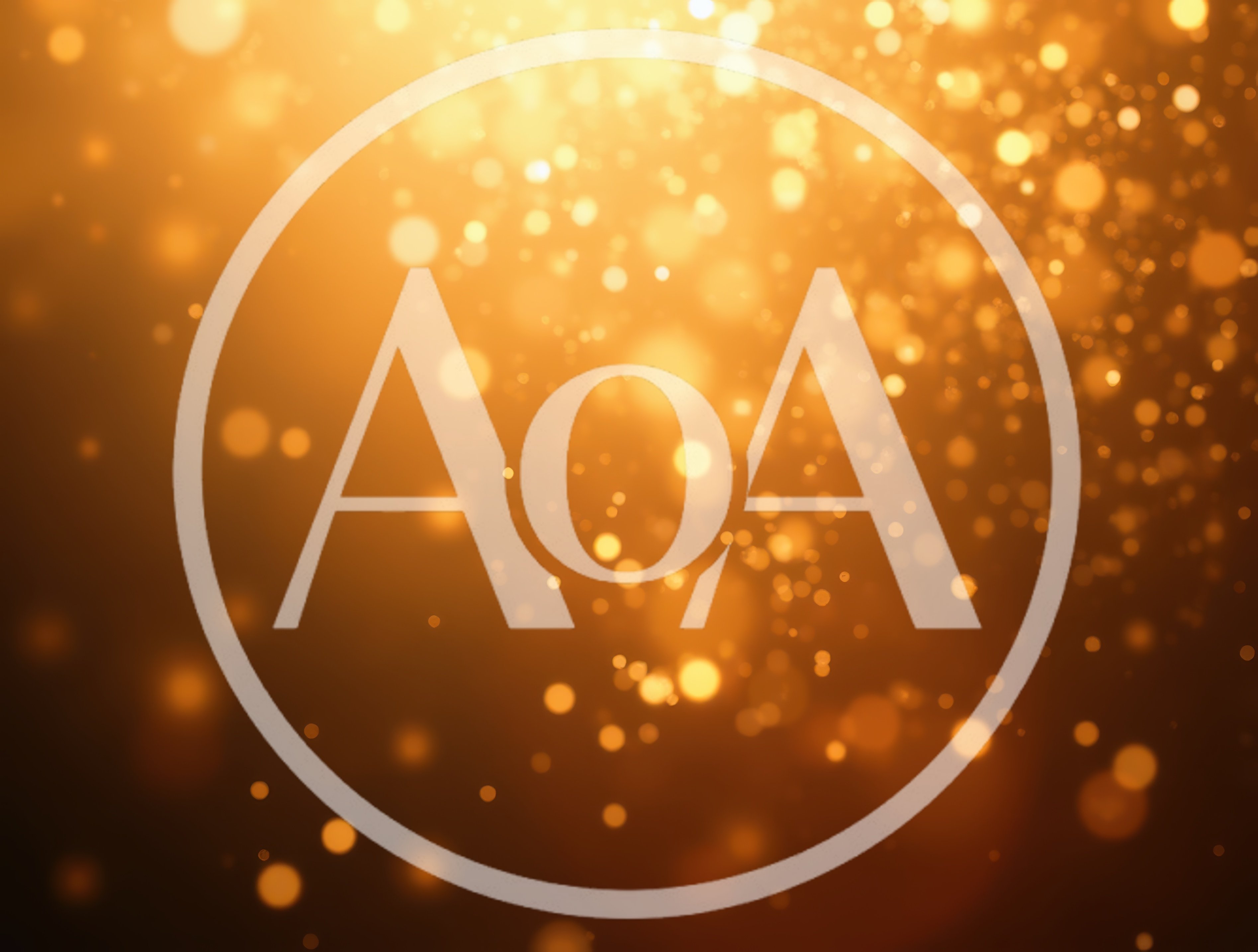 Golden Bokeh Light Particles Floating In Dark Background