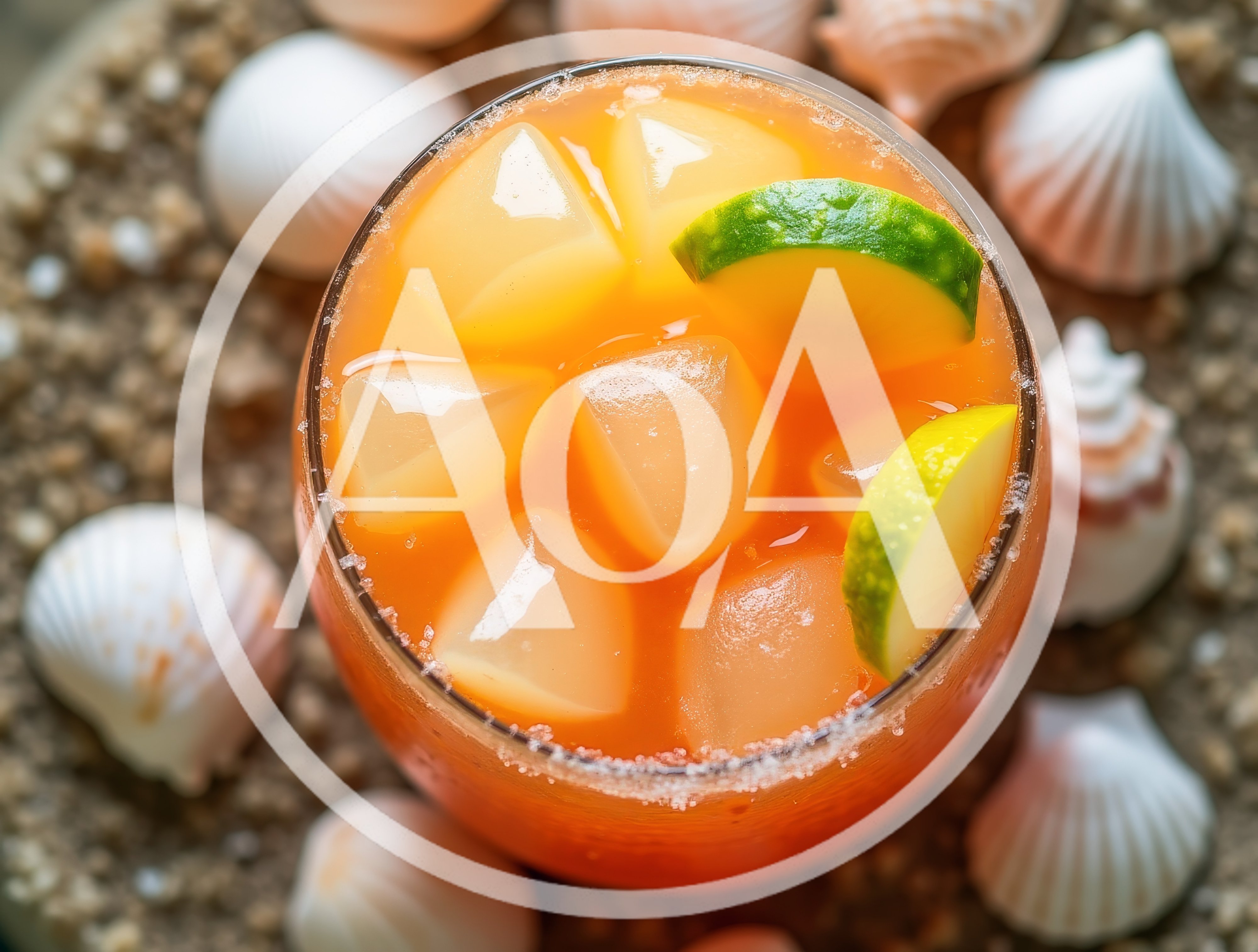 Top View Of A Refreshing Orange Cocktail With Lime