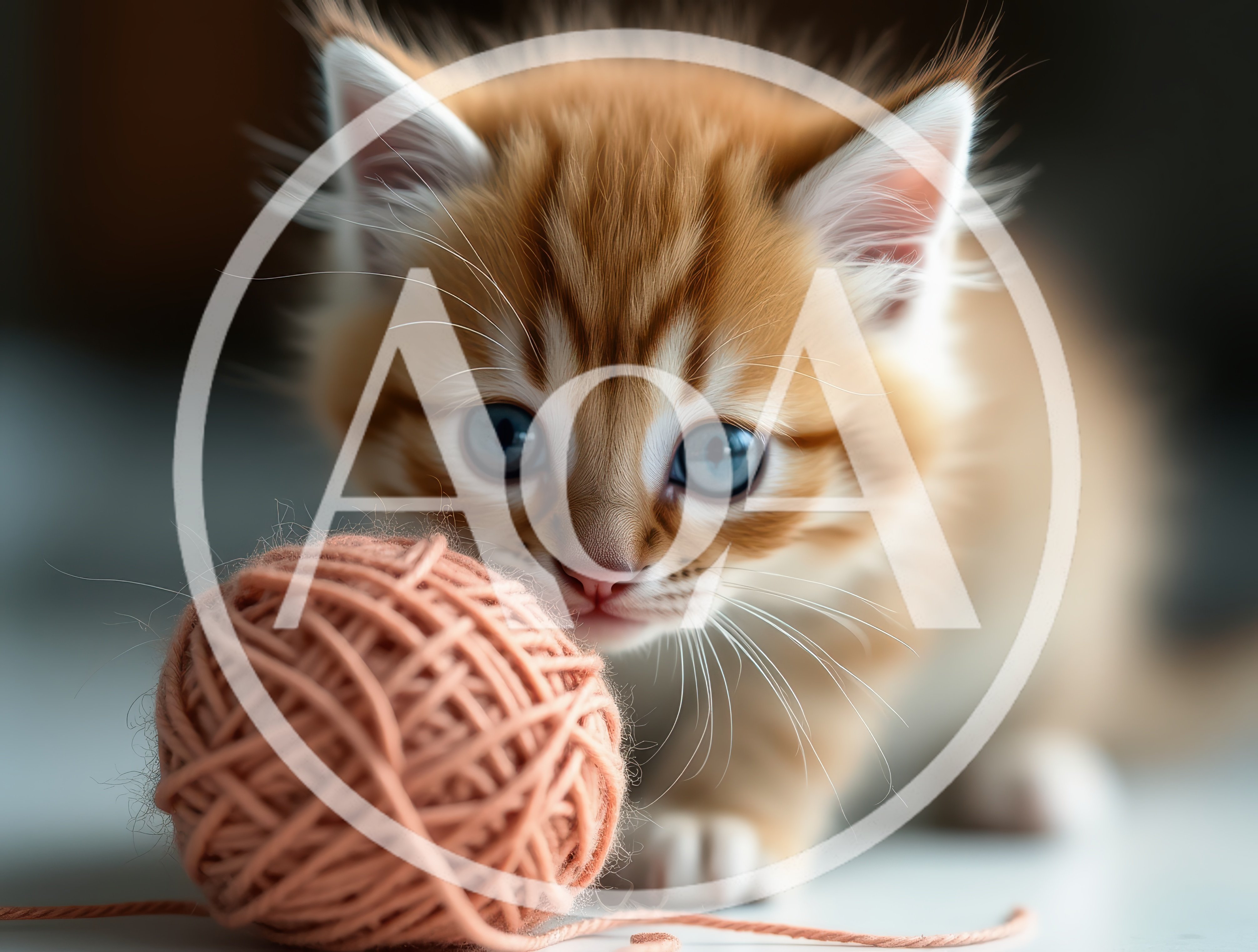 Adorable Ginger Kitten Playing With A Ball Of Yarn