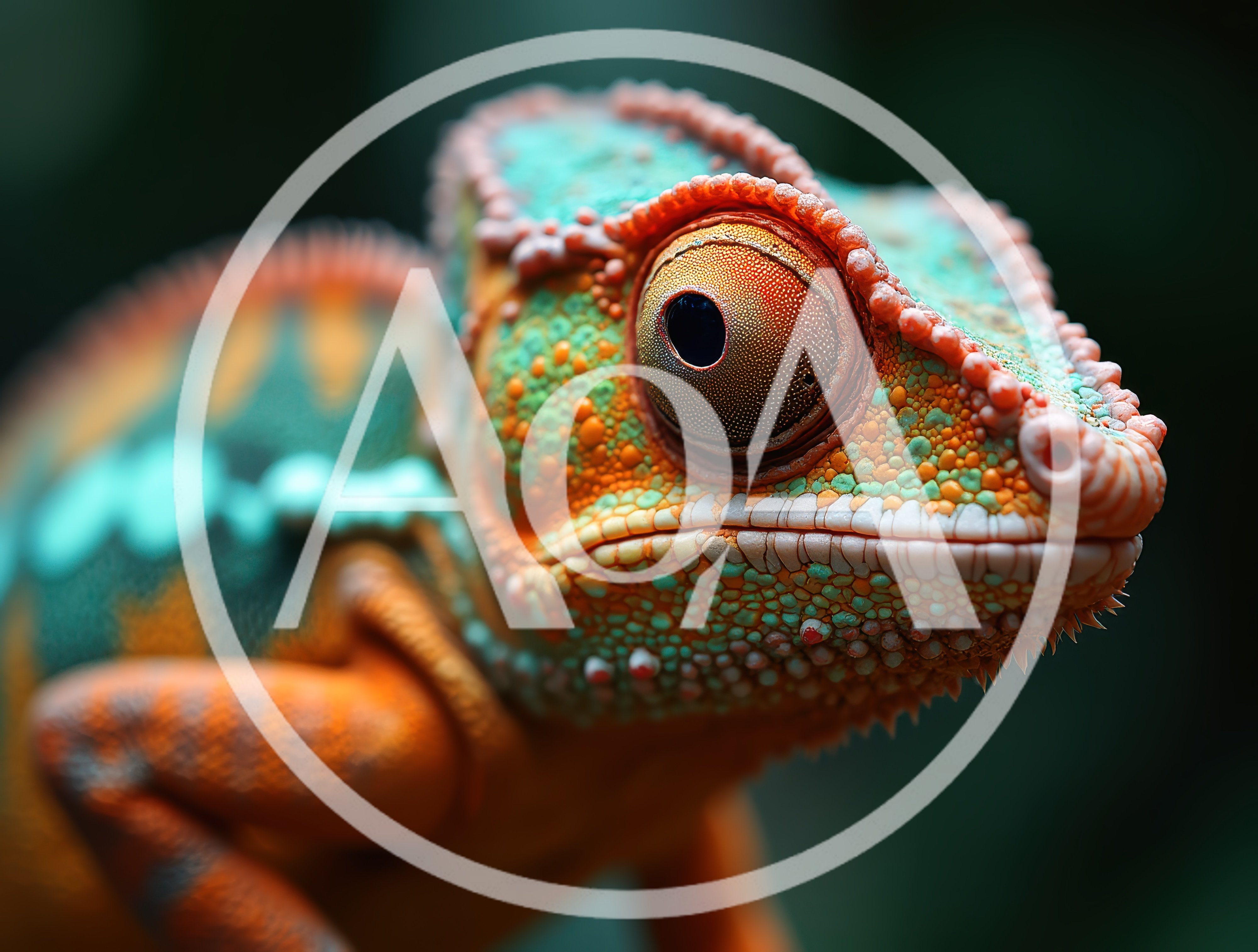 Close Up Portrait Of A Vibrant Panther Chameleon