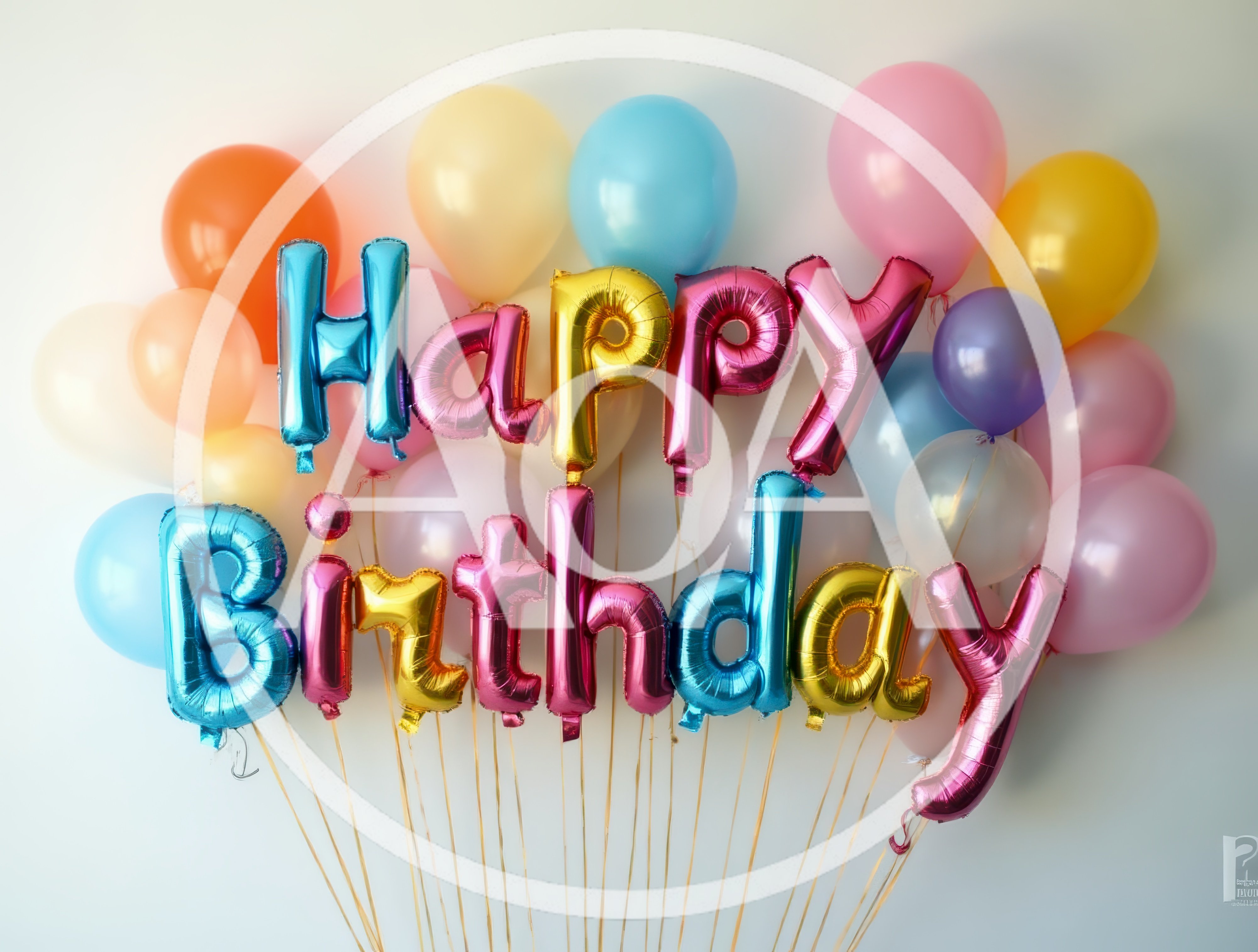 Happy Birthday Foil Balloons Against A White Background