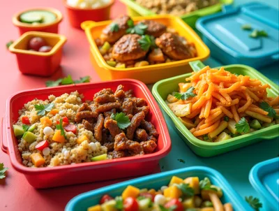 Colorful Meal Prep Containers With Healthy Food