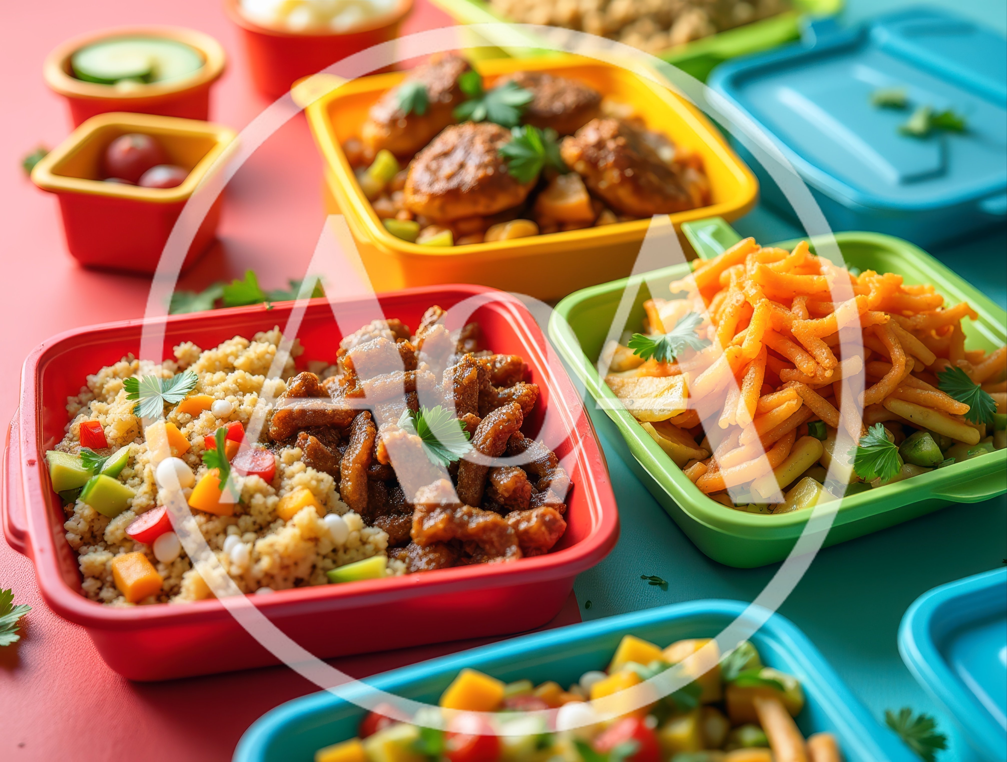 Colorful Meal Prep Containers With Healthy Food