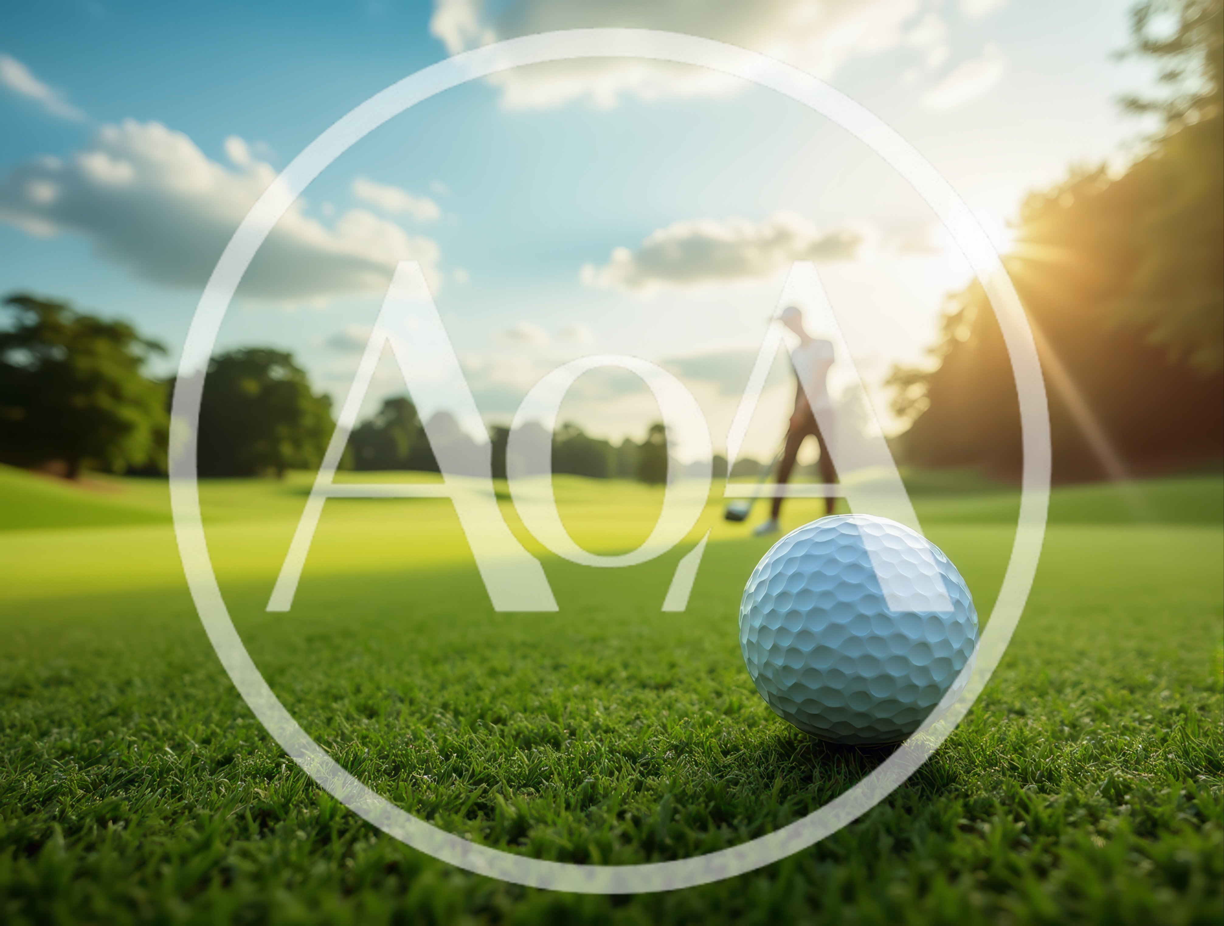Golf Ball Resting On Green With Golfer In Background