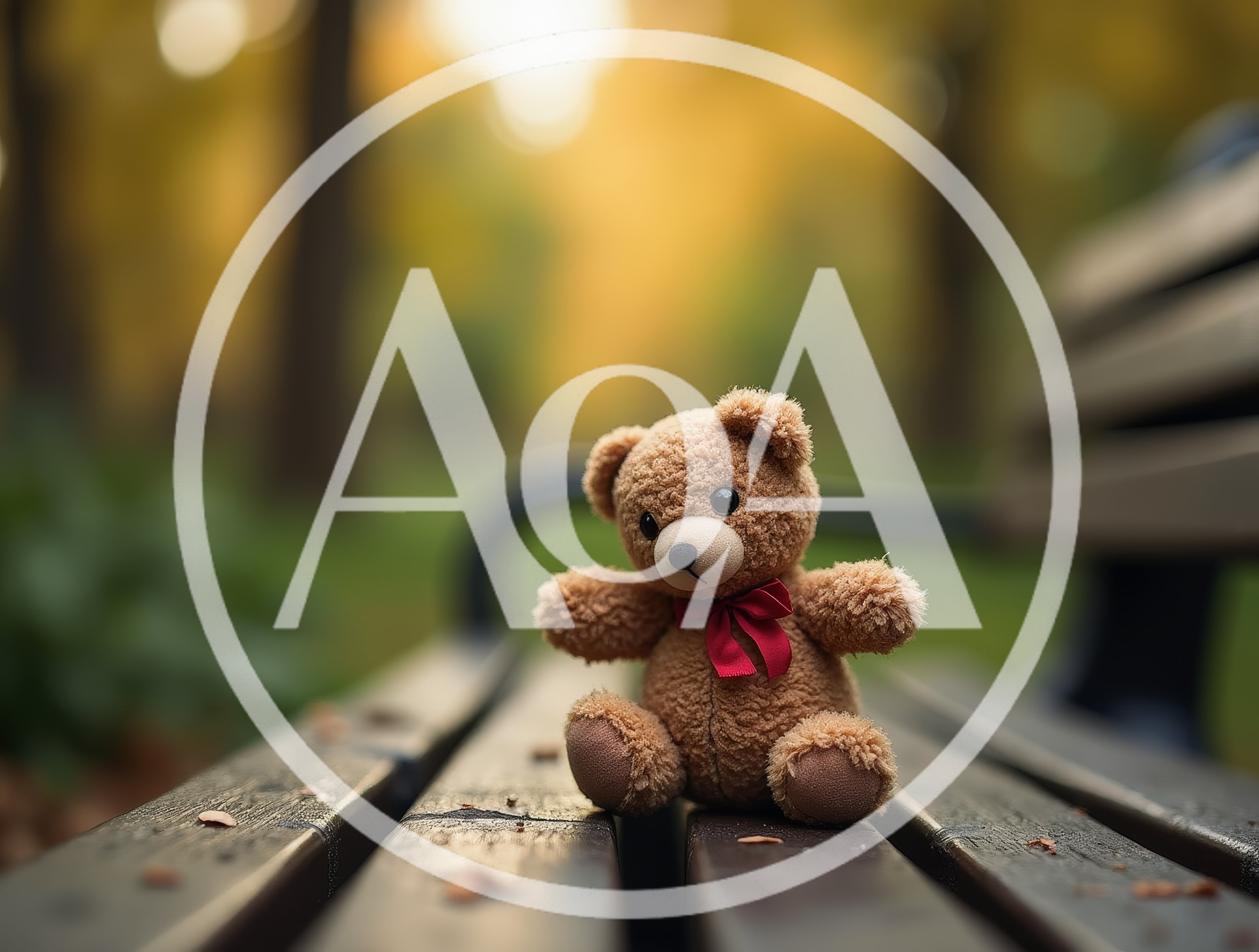 Small Brown Teddy Bear Sitting On A Park Bench