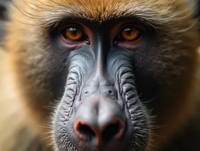 Extreme Close Up Portrait Of A Mandrill