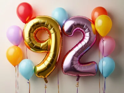 Gold and Pink Number 92 Balloons for Birthday Celebration
