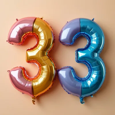 Two Metallic Number Three Balloons