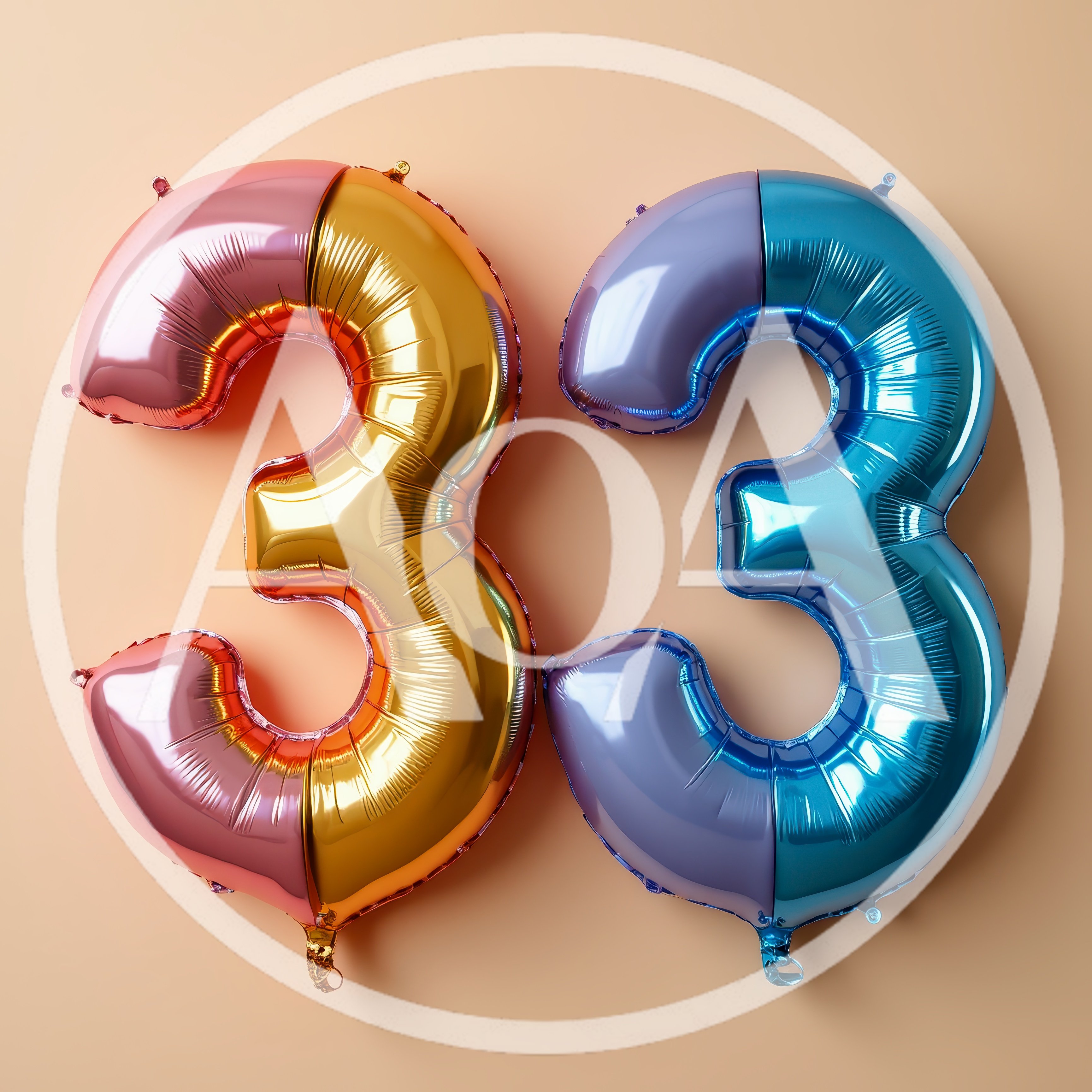 Two Metallic Number Three Balloons