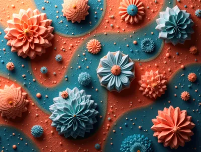 Abstract Floral Pattern With Pastel Paper Flowers