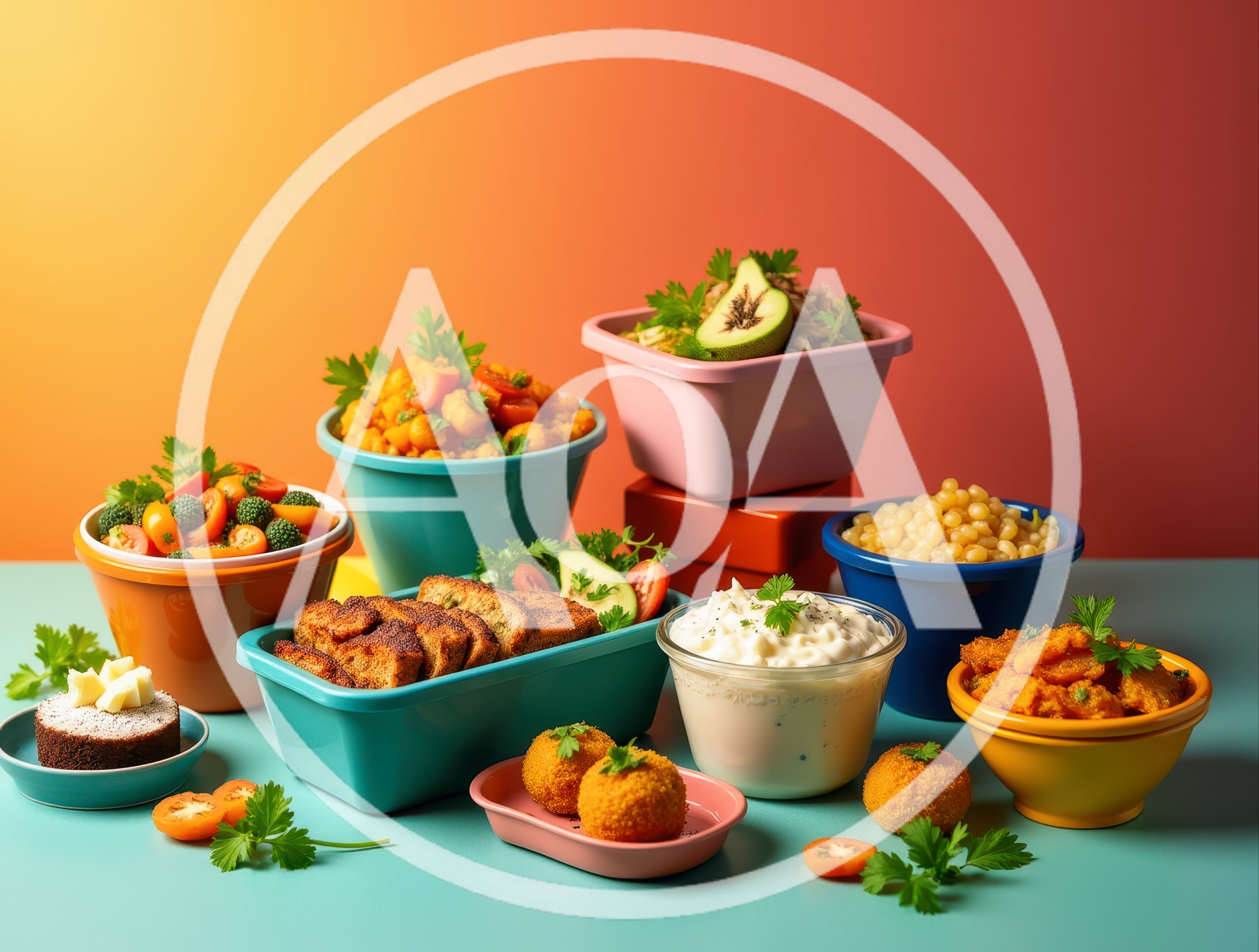 Assorted Bowls Of Gourmet Prepared Food Dishes