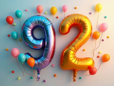 Metallic Number 92 Balloons for Birthday Celebration
