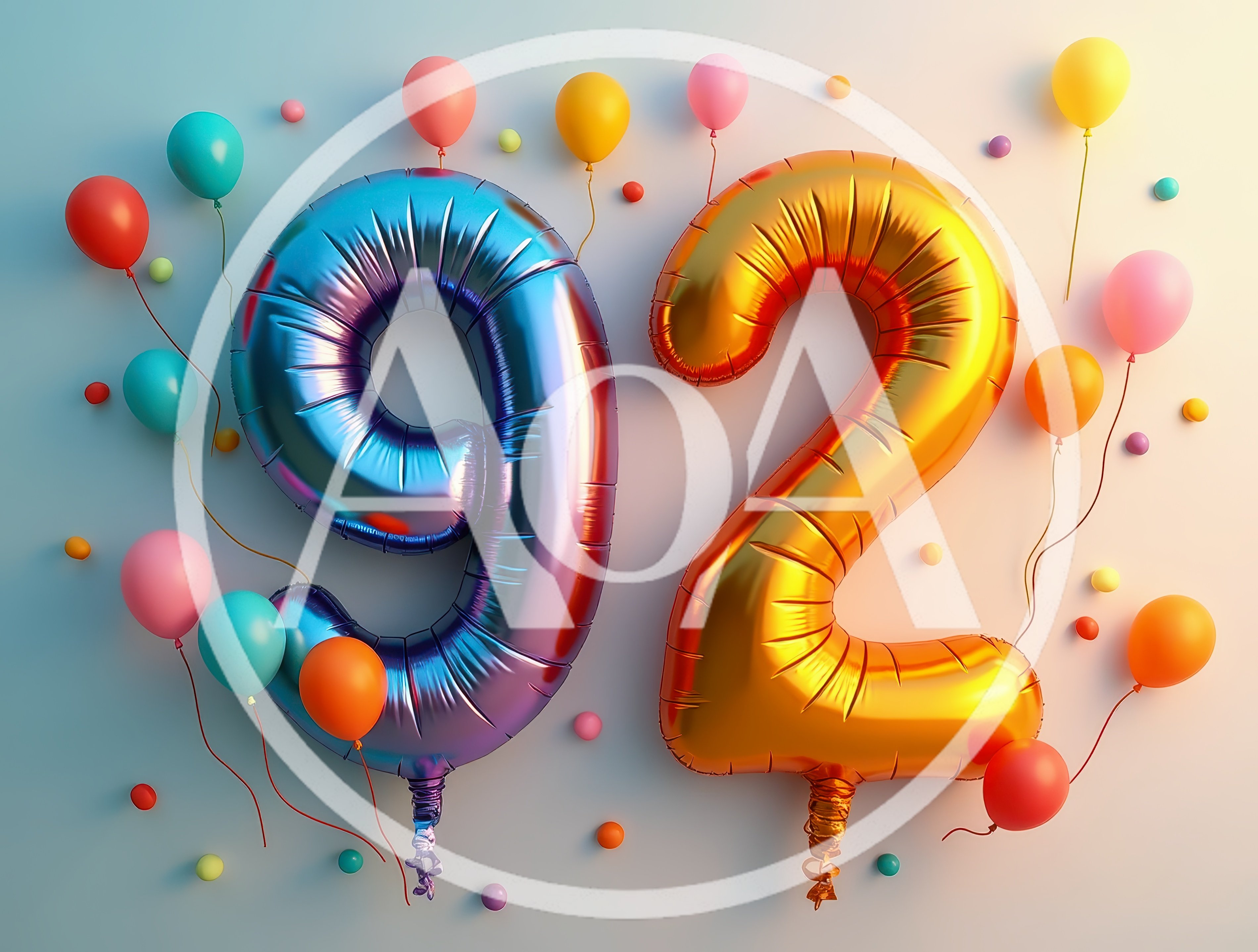Metallic Number 92 Balloons for Birthday Celebration