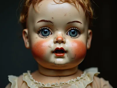Close Up Portrait Of A Vintage Creepy Doll