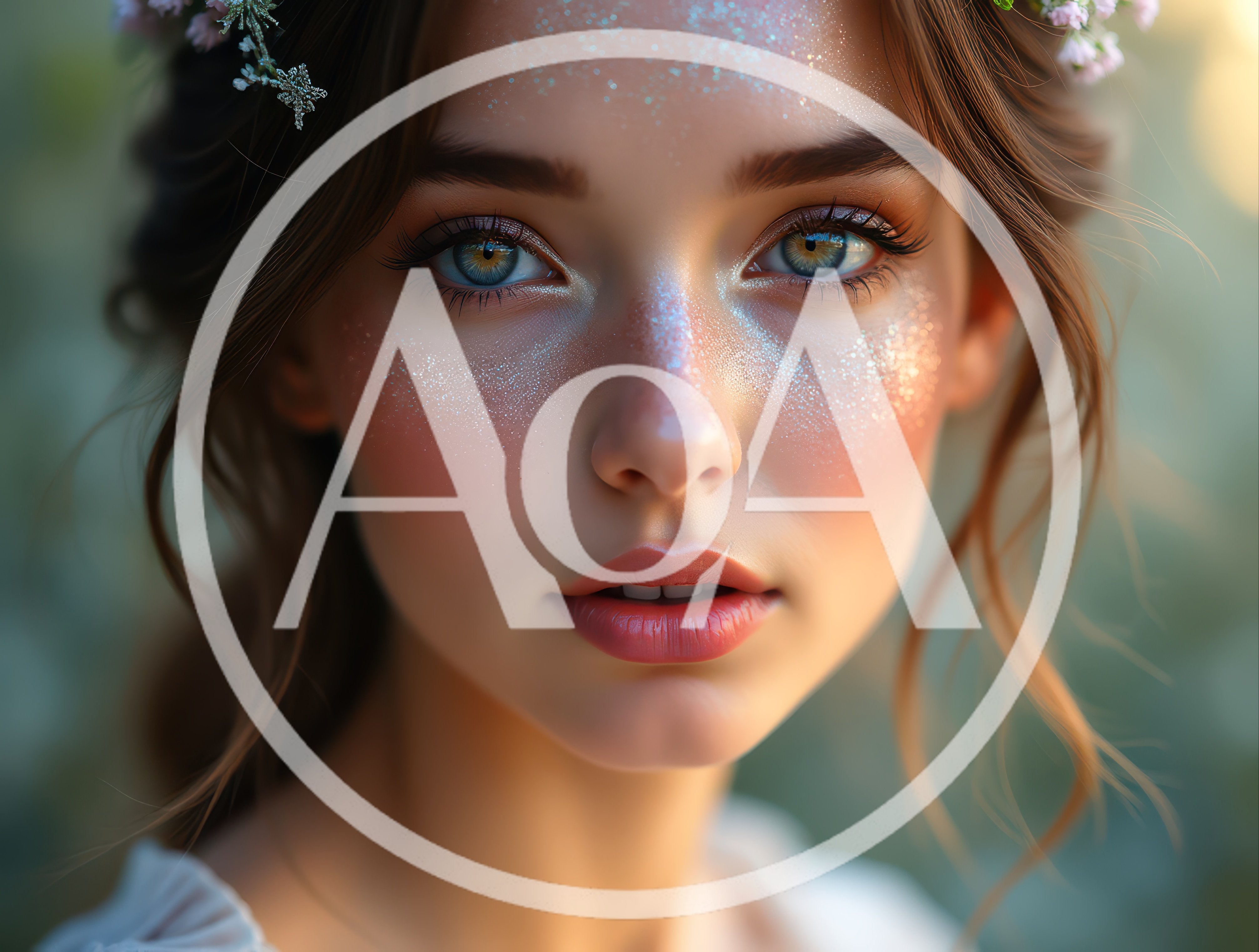 Portrait Of A Young Woman With Glitter Makeup