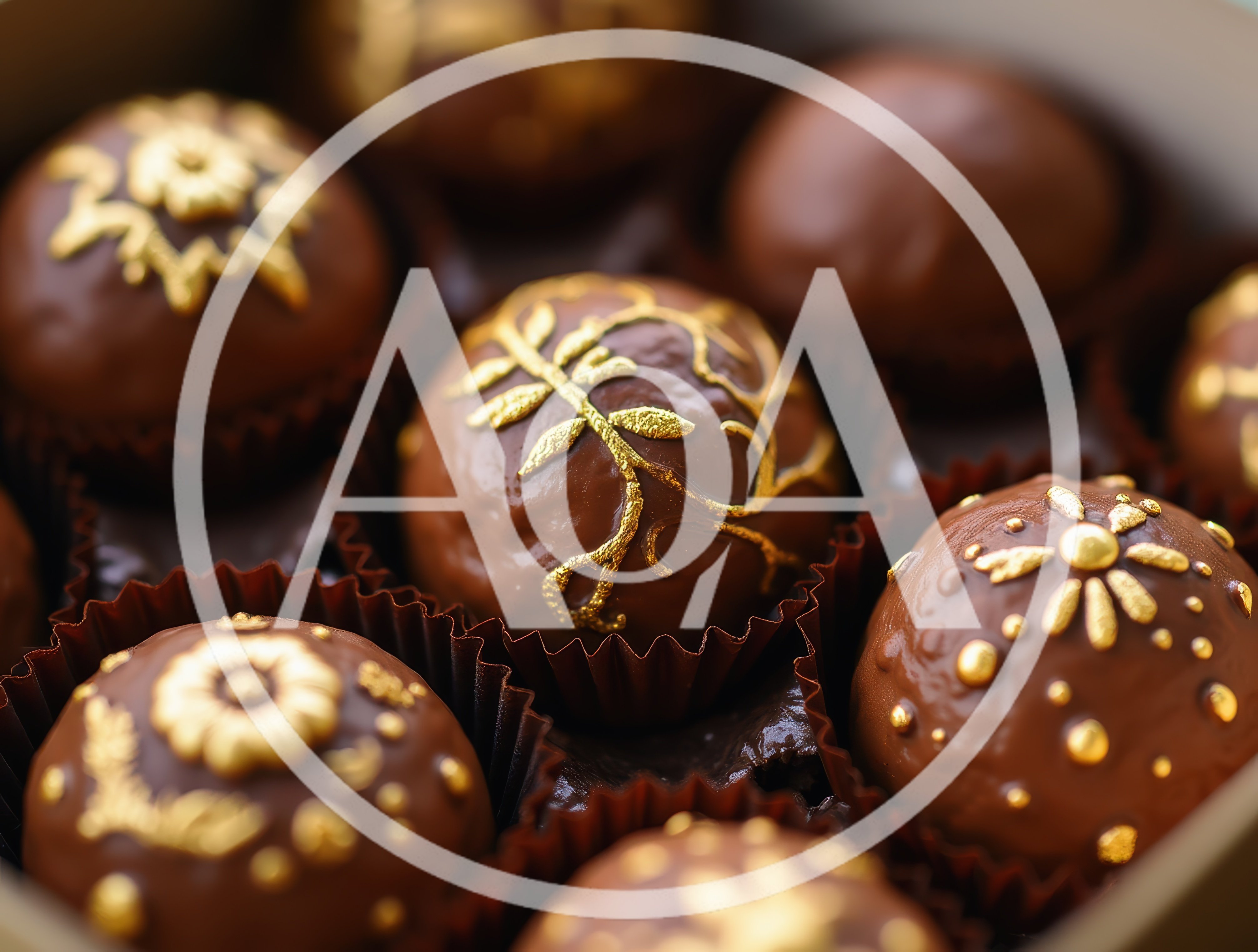 Gourmet Chocolate Truffles With Gold Leaf Decorations