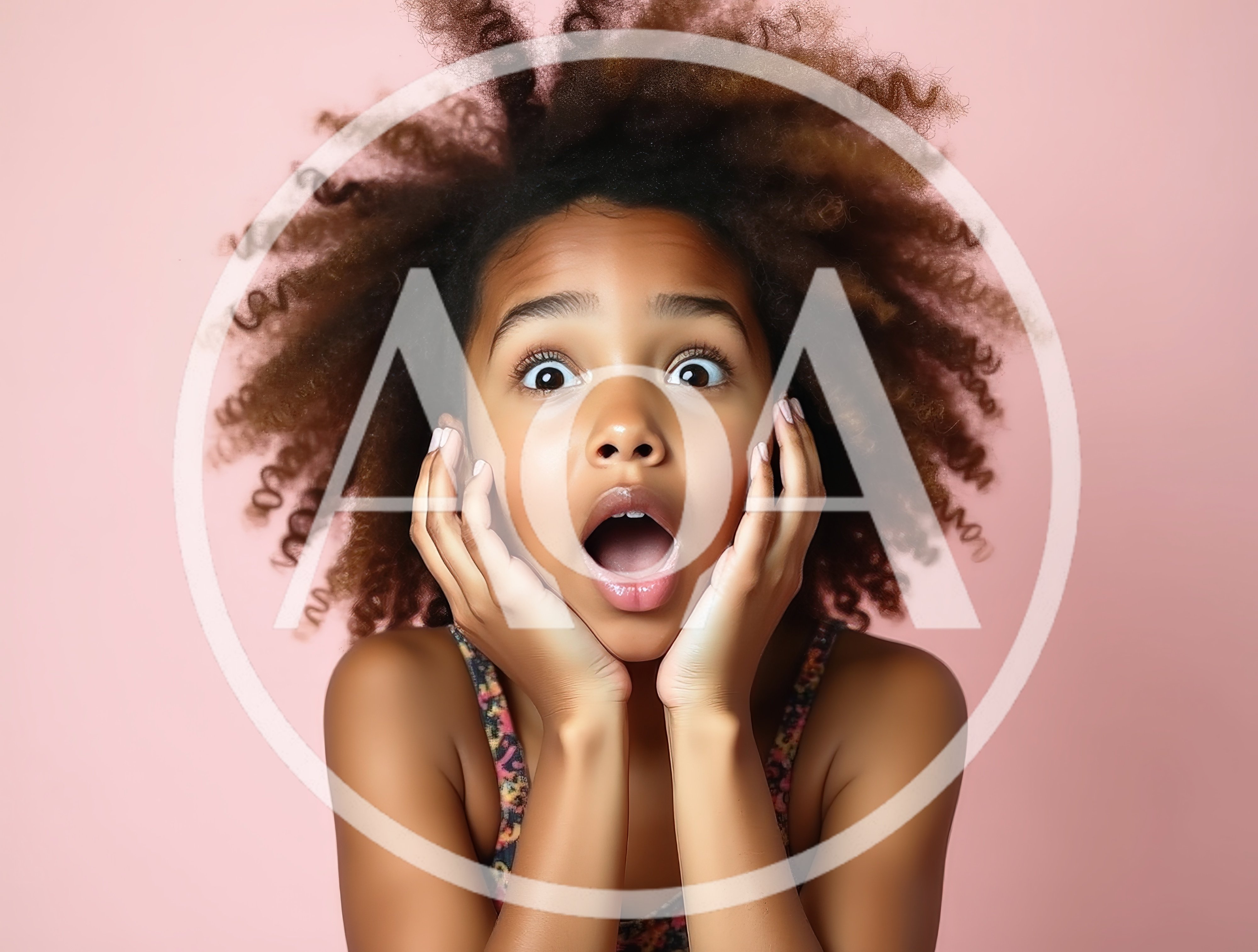 Surprised Young Girl With Curly Hair