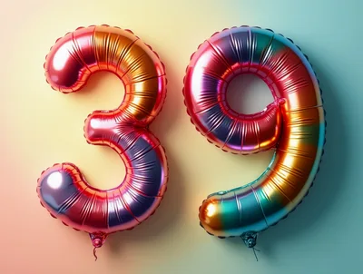 Iridescent Foil Balloon Number Thirty Nine