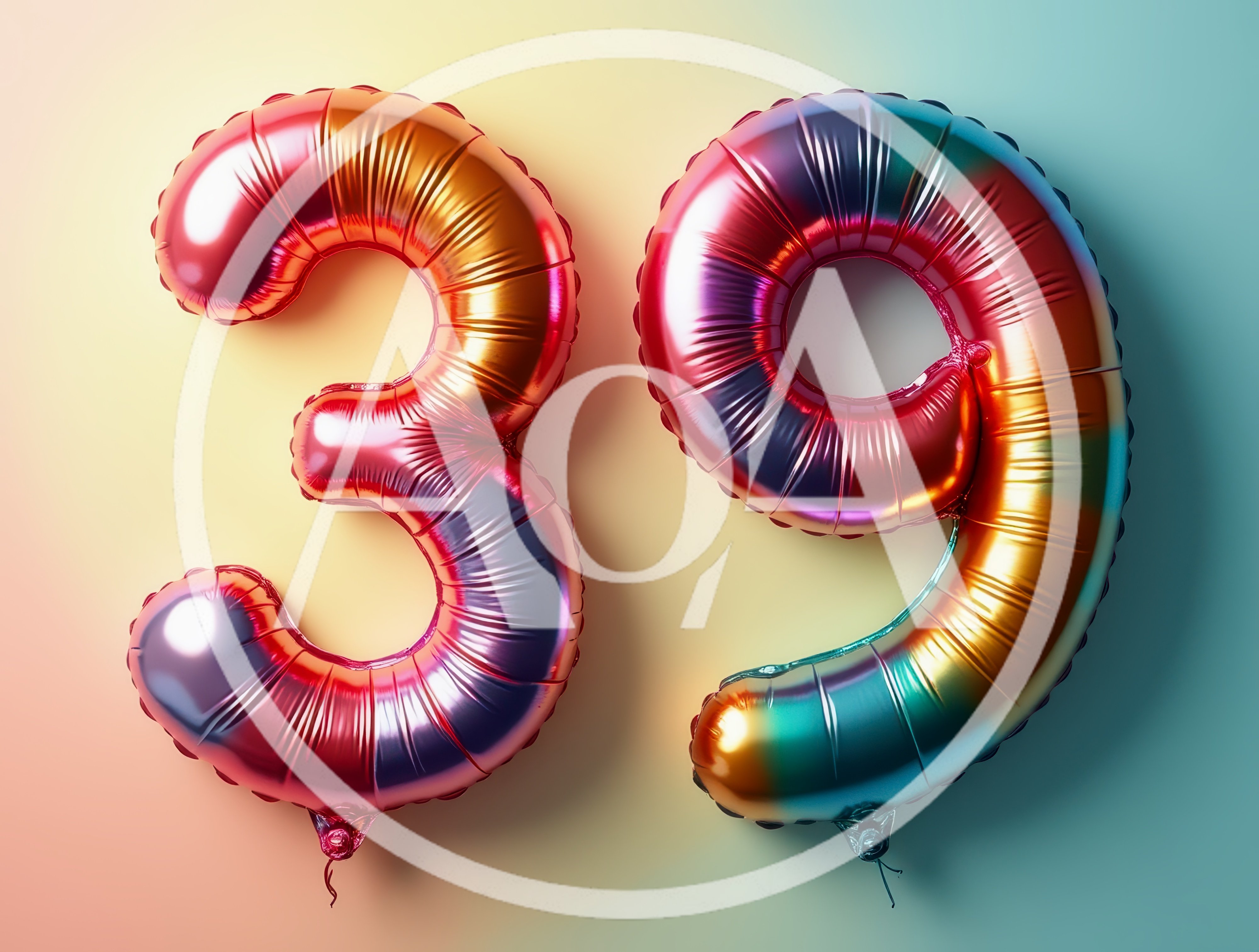 Iridescent Foil Balloon Number Thirty Nine