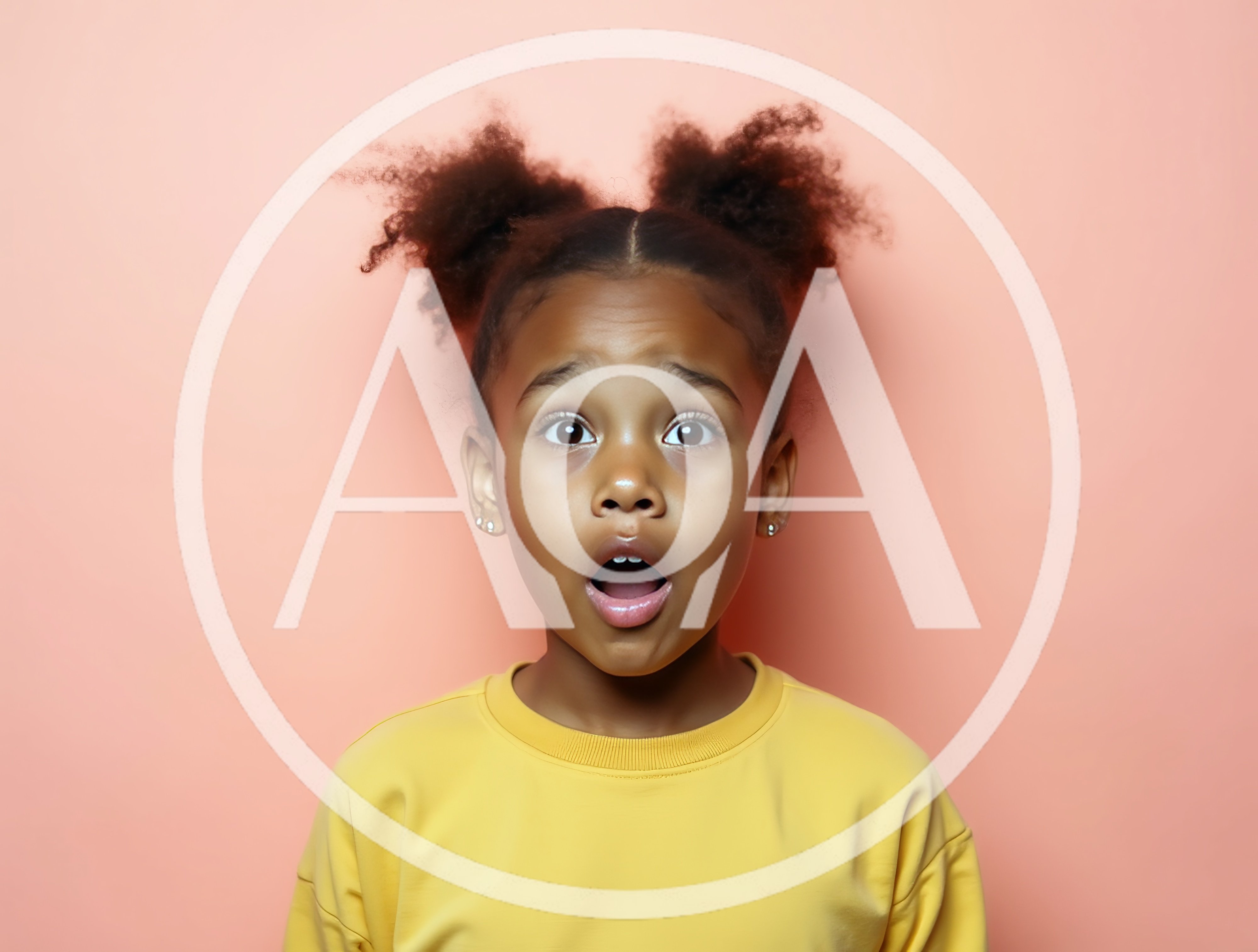 Surprised Young Girl With Pigtails