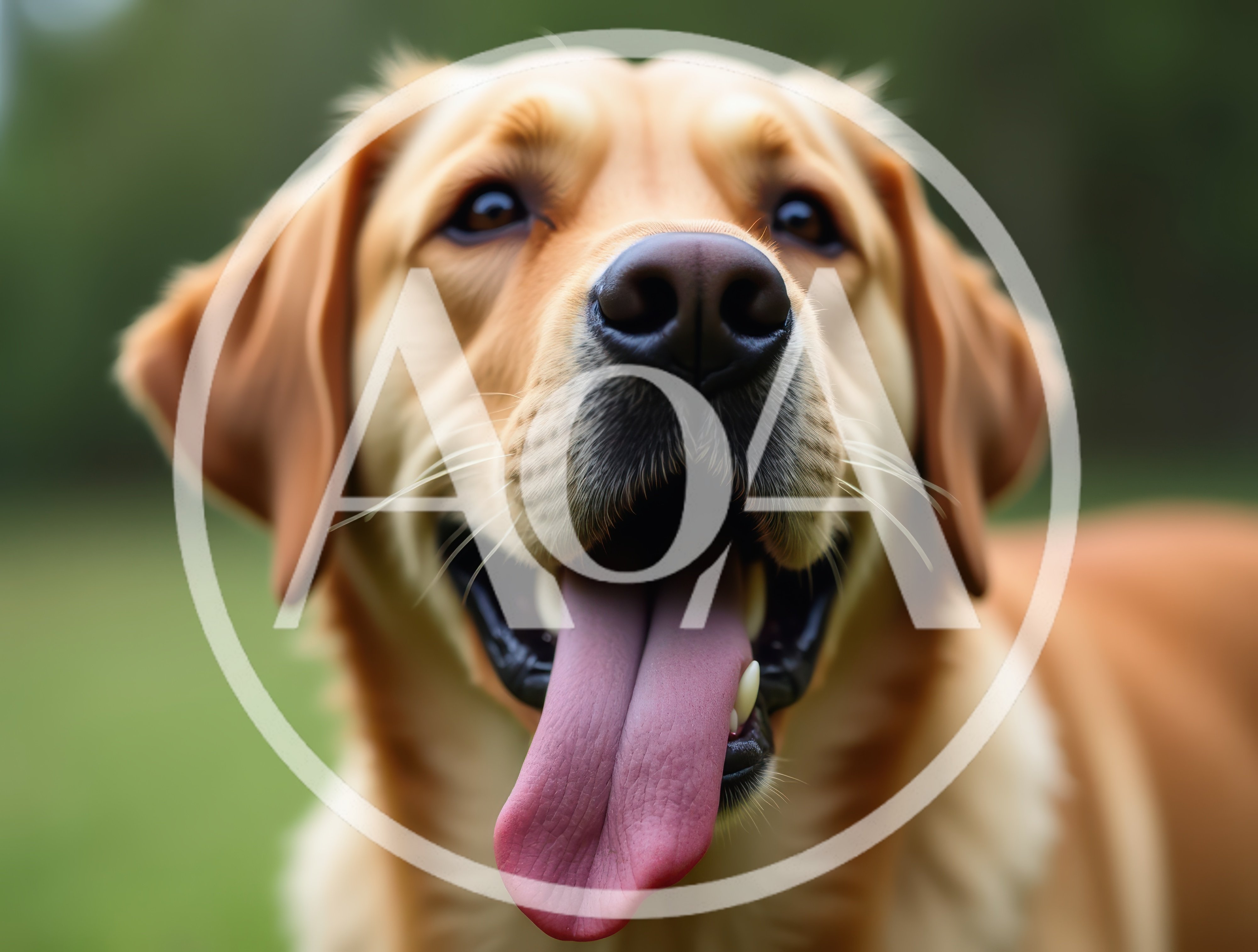 Close Up Portrait Of A Happy Golden Retriever