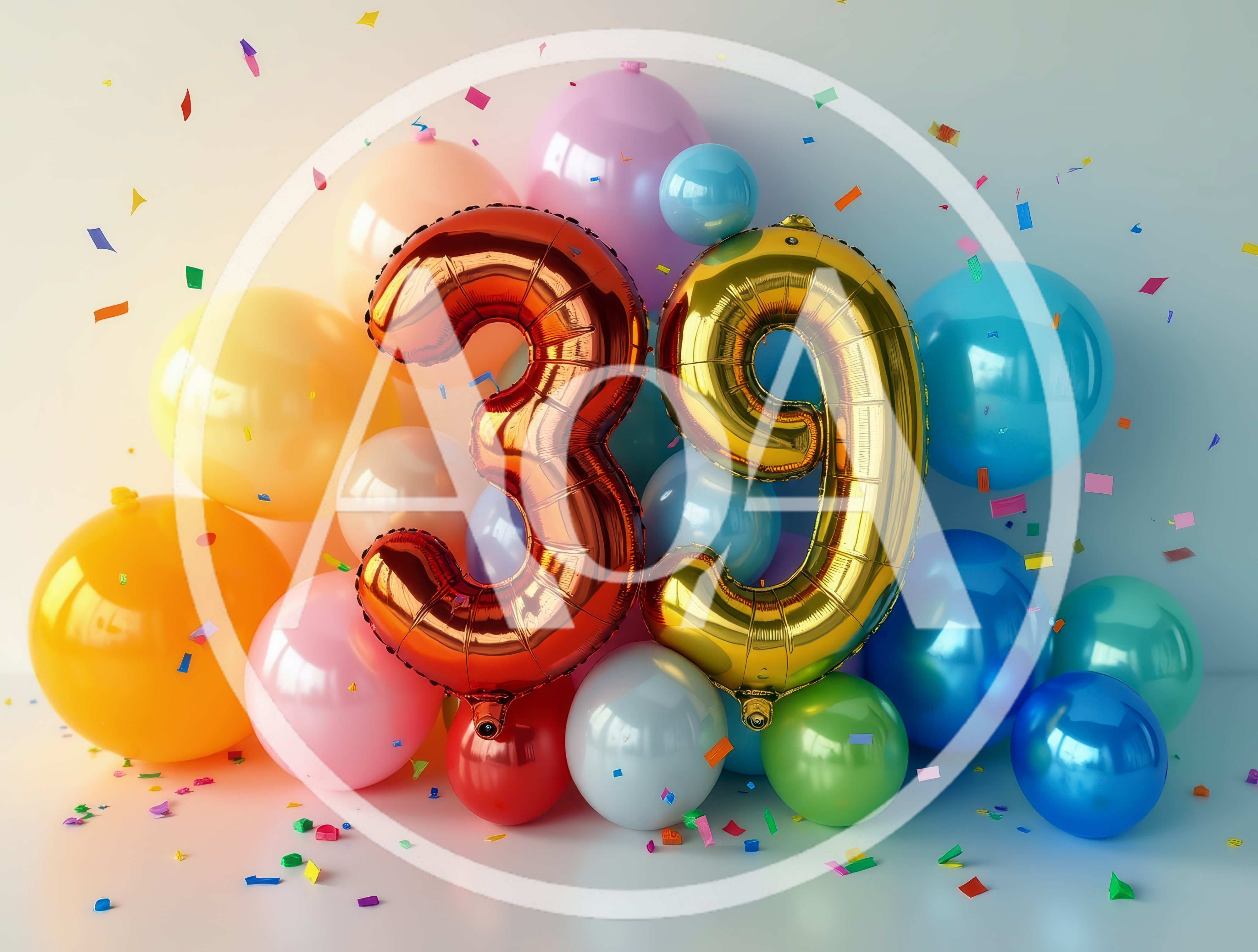 39th Birthday Celebration Balloons With Confetti