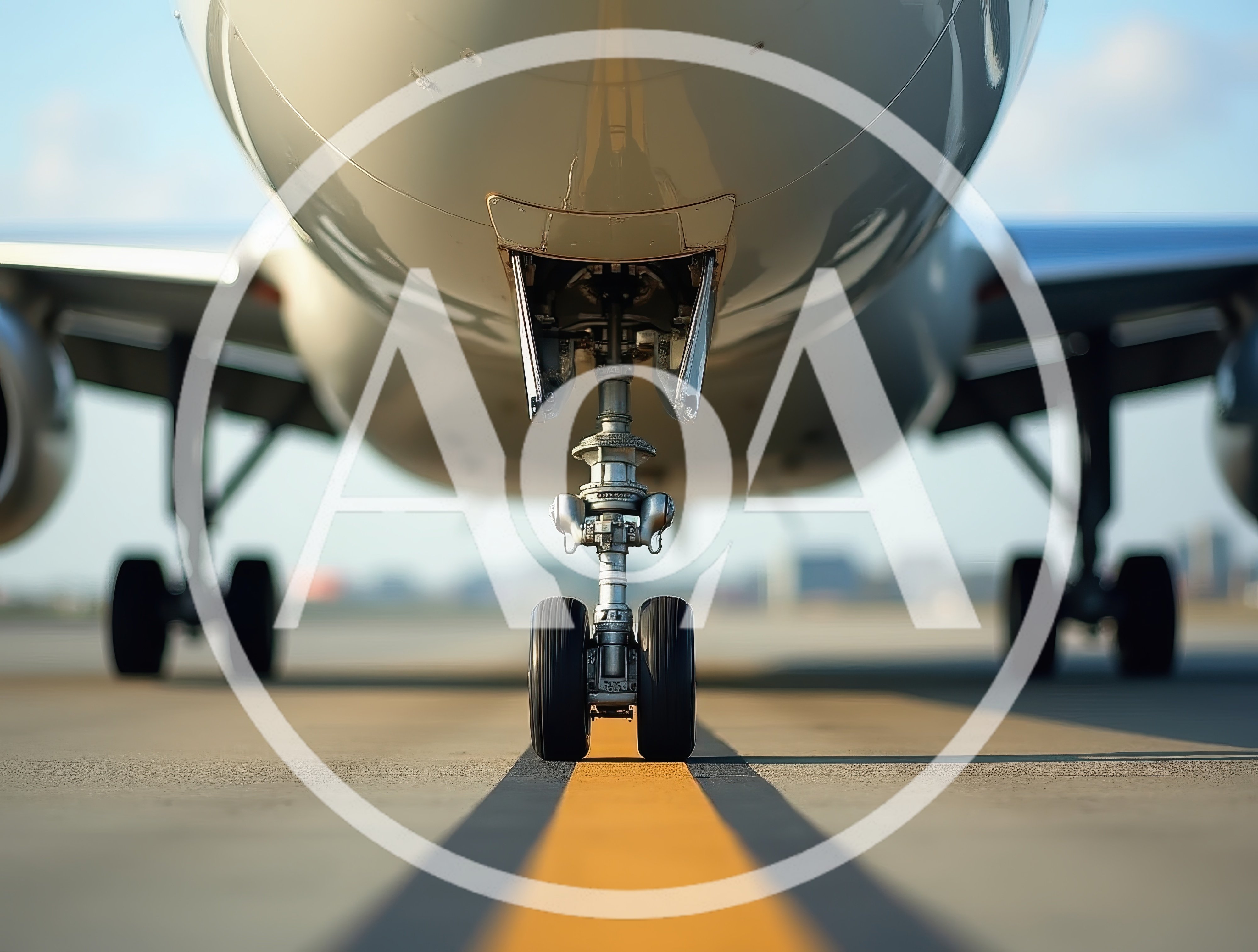 Front View of Commercial Airplane Nose Landing Gear