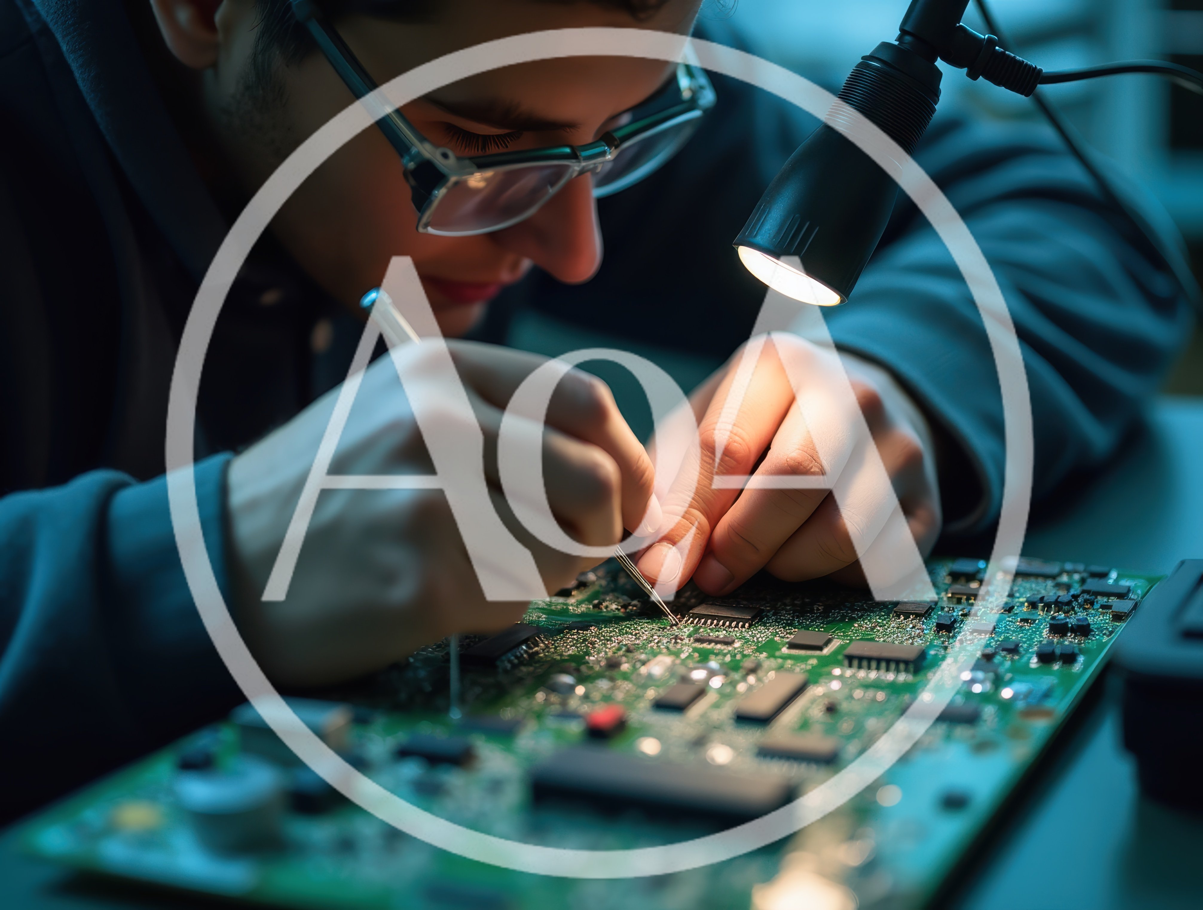 Technician Repairing Electronic Circuit Board With Precision Tools