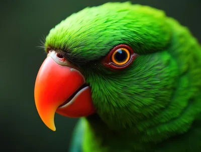 Close Up Portrait Of A Green Parrot
