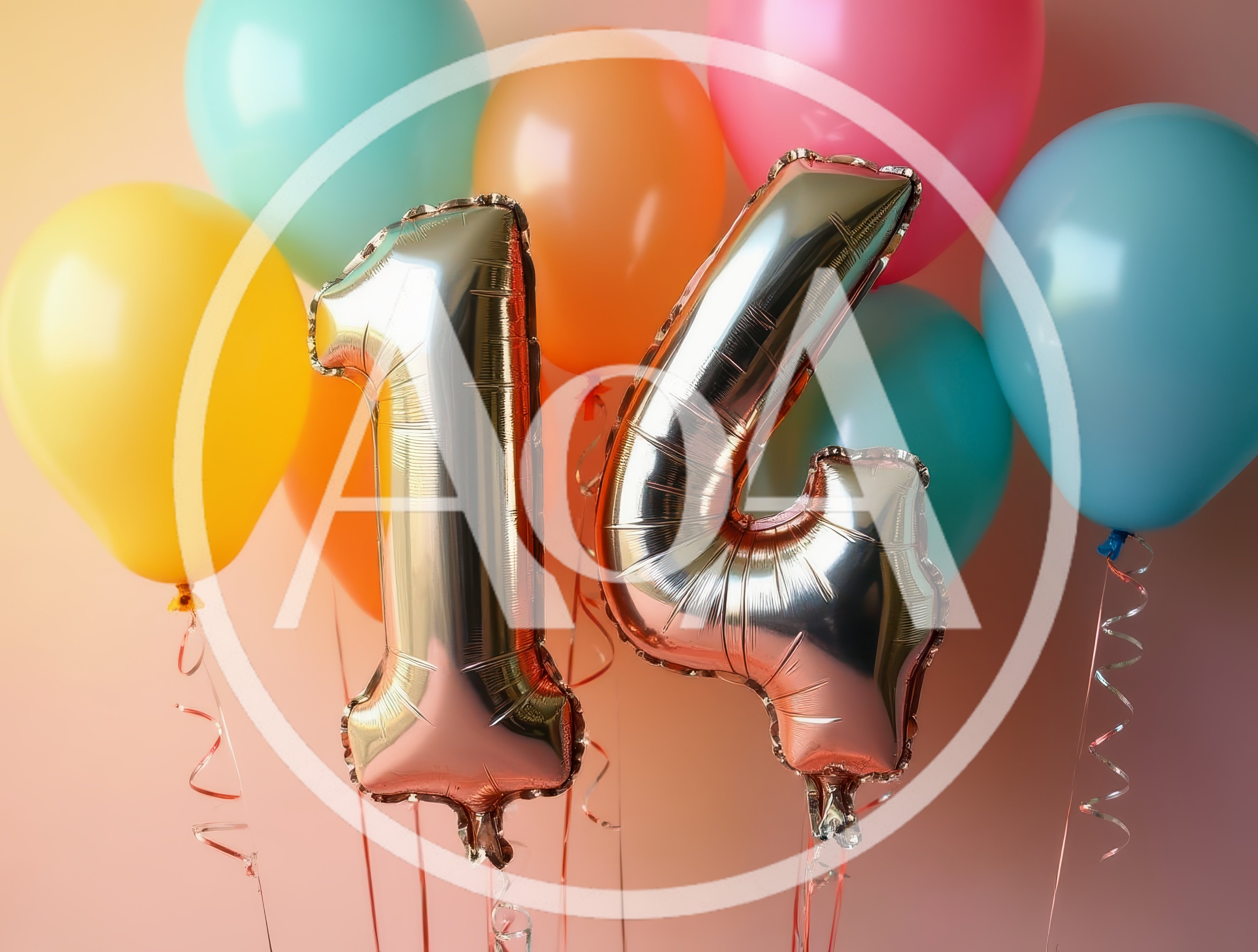 Silver Number Fourteen Balloons for Birthday Celebration