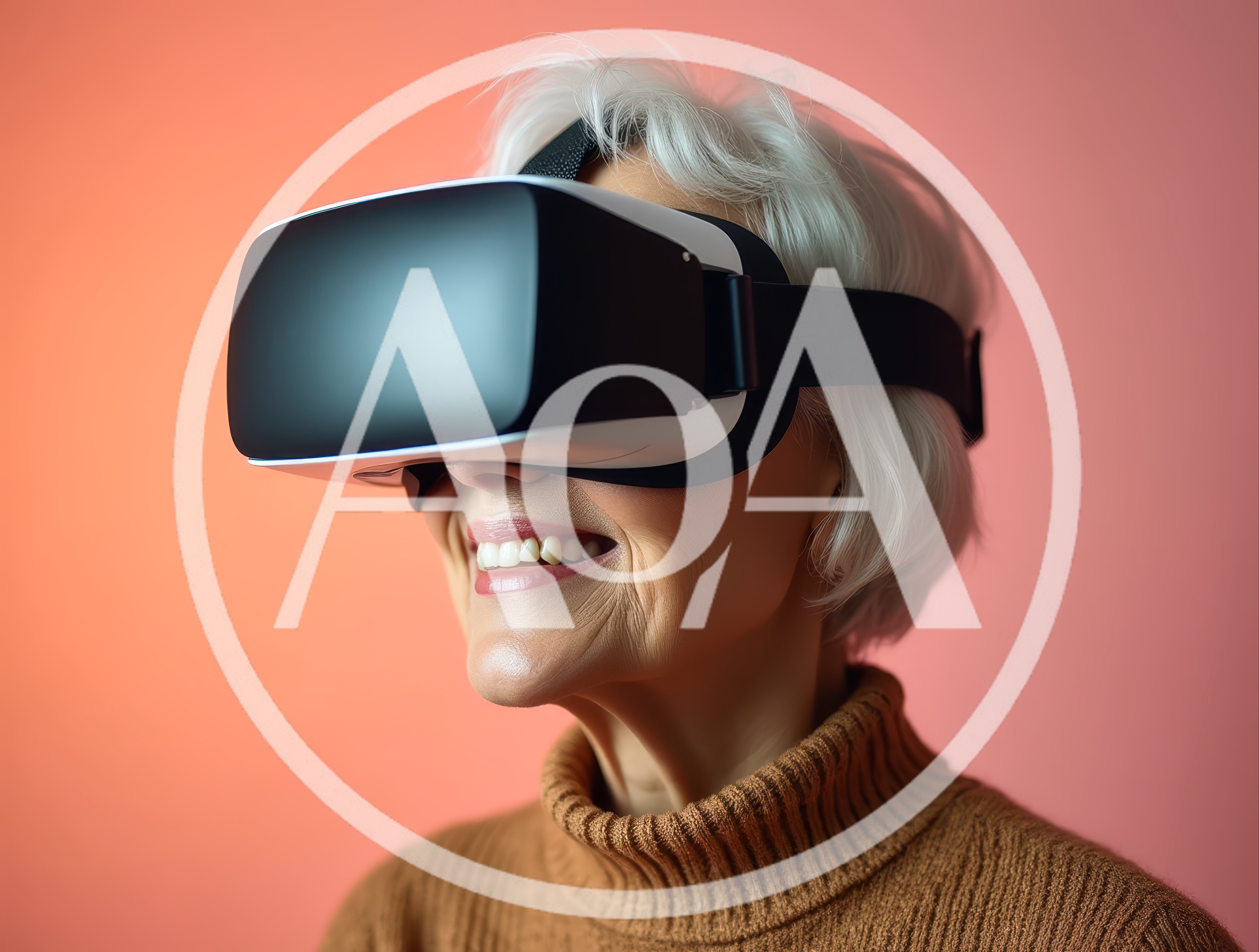 Senior Woman Wearing Virtual Reality Headset