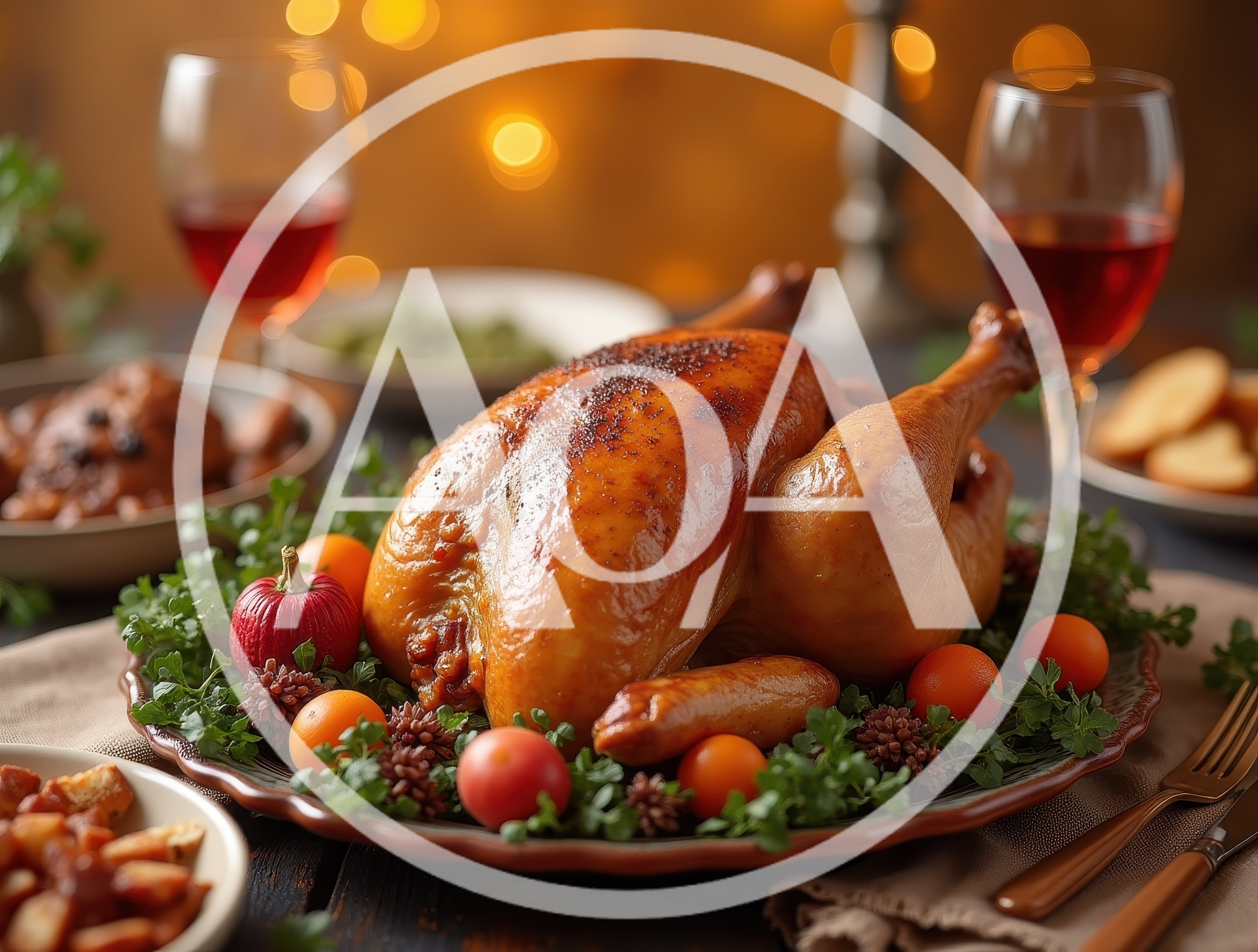 Roasted Thanksgiving Turkey Dinner With Wine