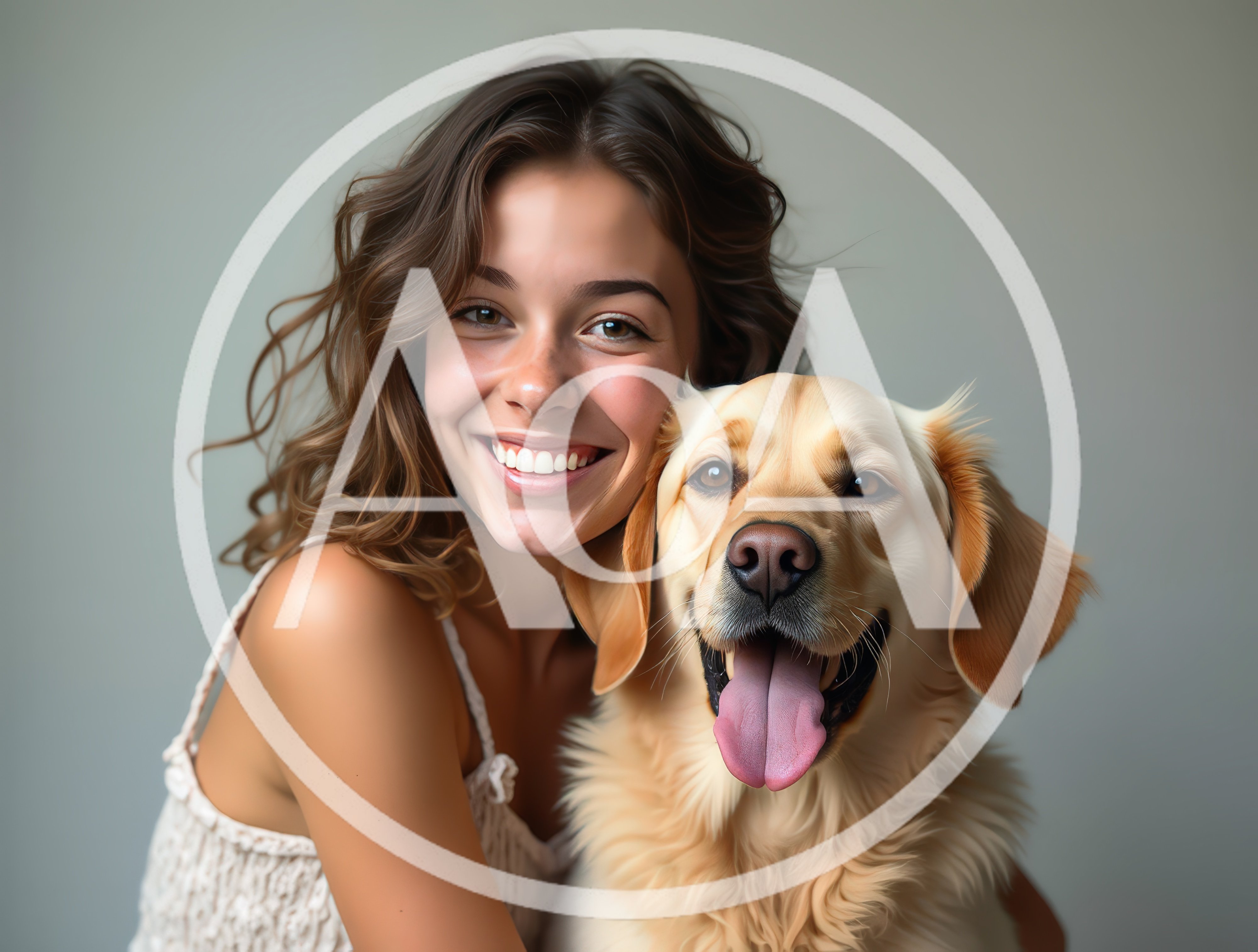 Happy Young Woman Hugging Her Golden Retriever
