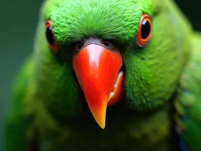 Close Up Portrait Of A Green Parrot