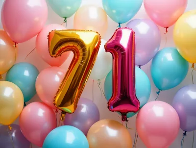 Gold and Pink Number 71 Balloons for Birthday Celebration