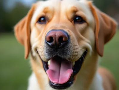 Close Up Portrait Of A Happy Labrador Retriever