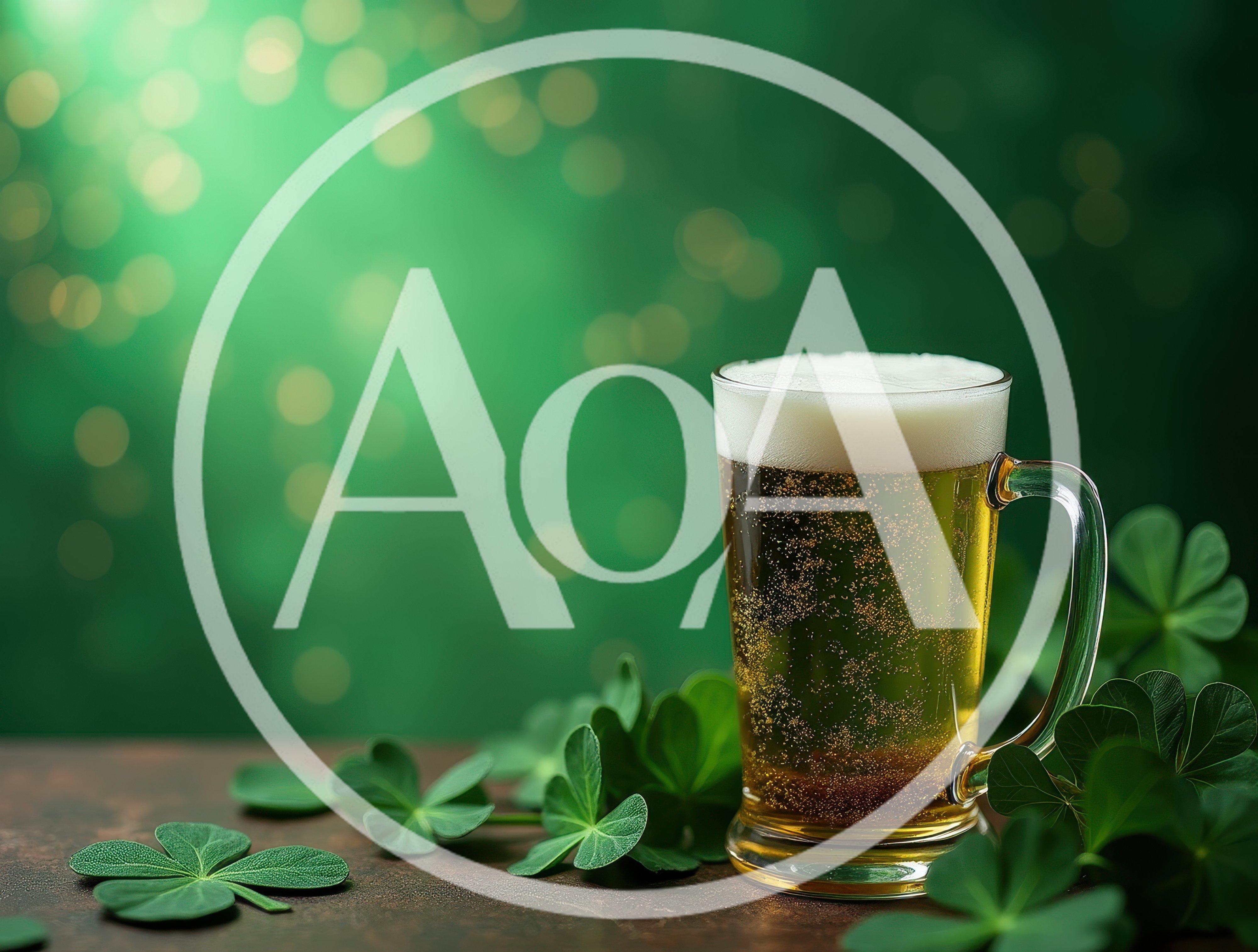 Glass Of Beer With Shamrock Leaves