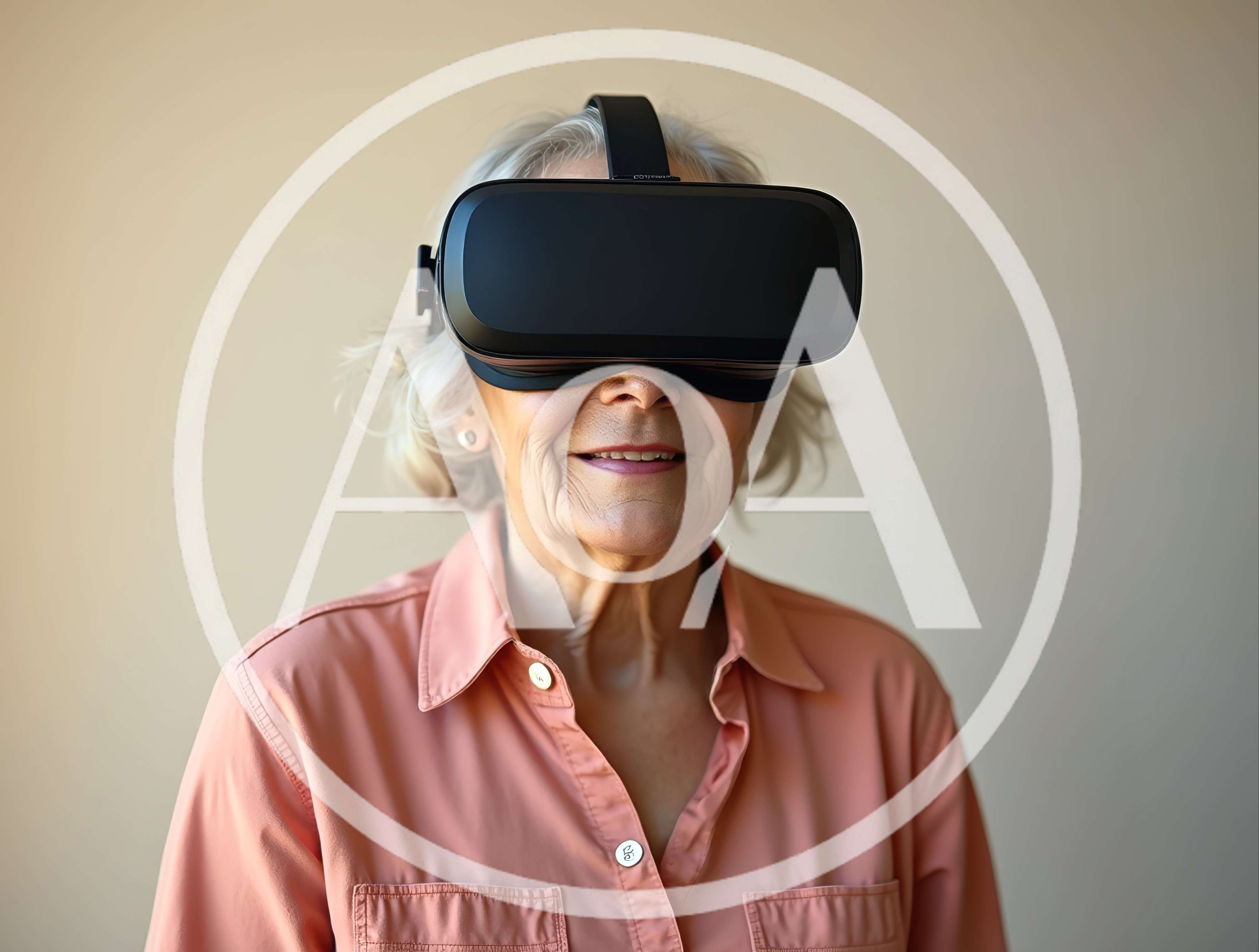 Senior Woman Wearing Virtual Reality Headset