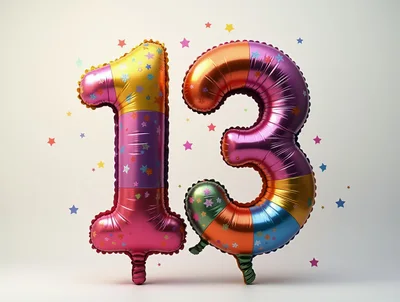 Colorful Number Thirteen Foil Balloons