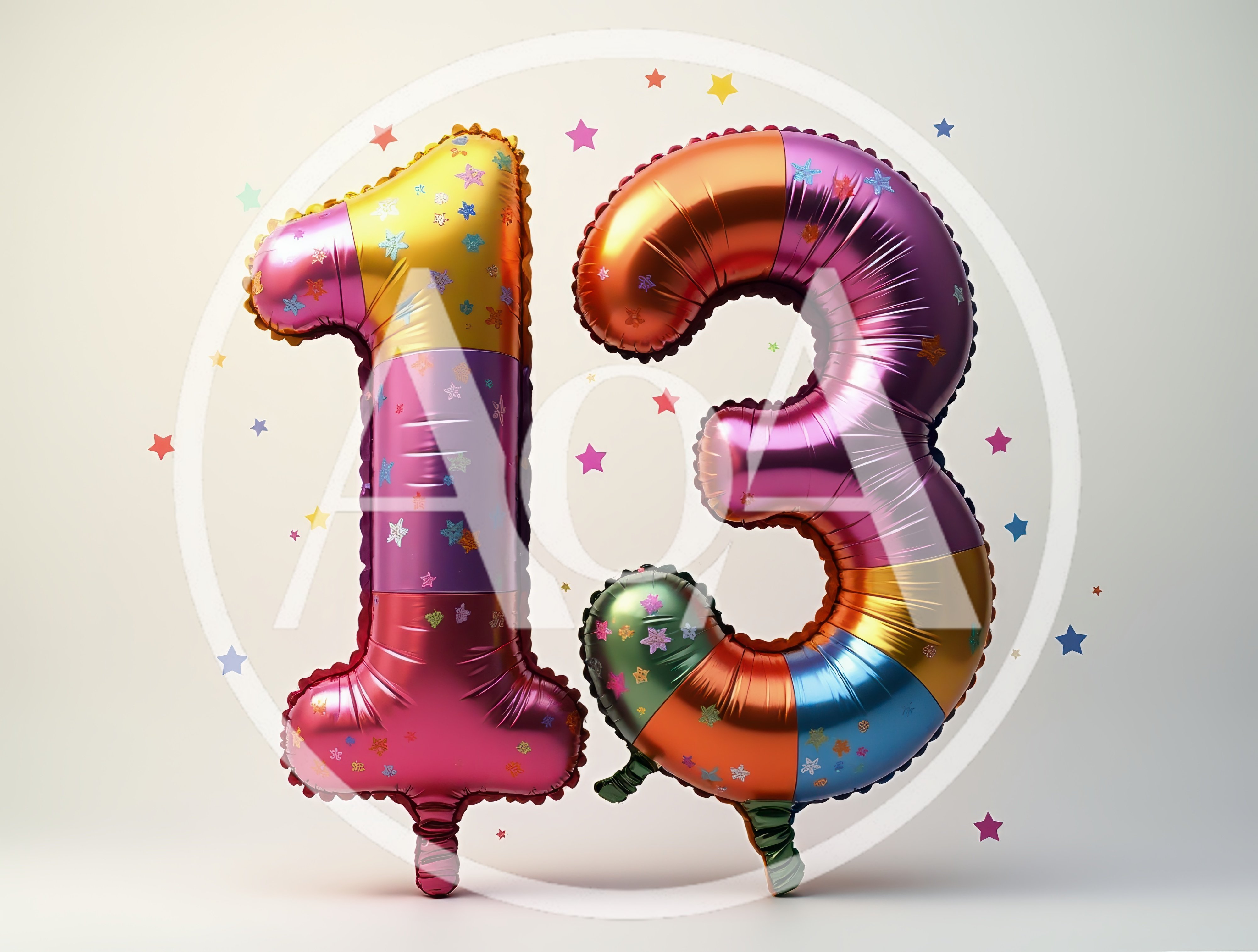 Colorful Number Thirteen Foil Balloons
