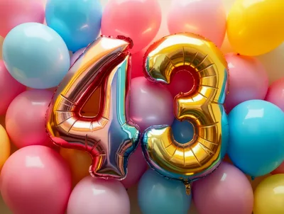 Metallic Number Forty Three Balloons For Birthday Celebration