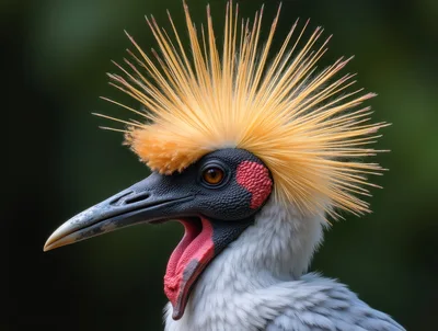 Close Up Portrait Of A Grey Crowned Crane