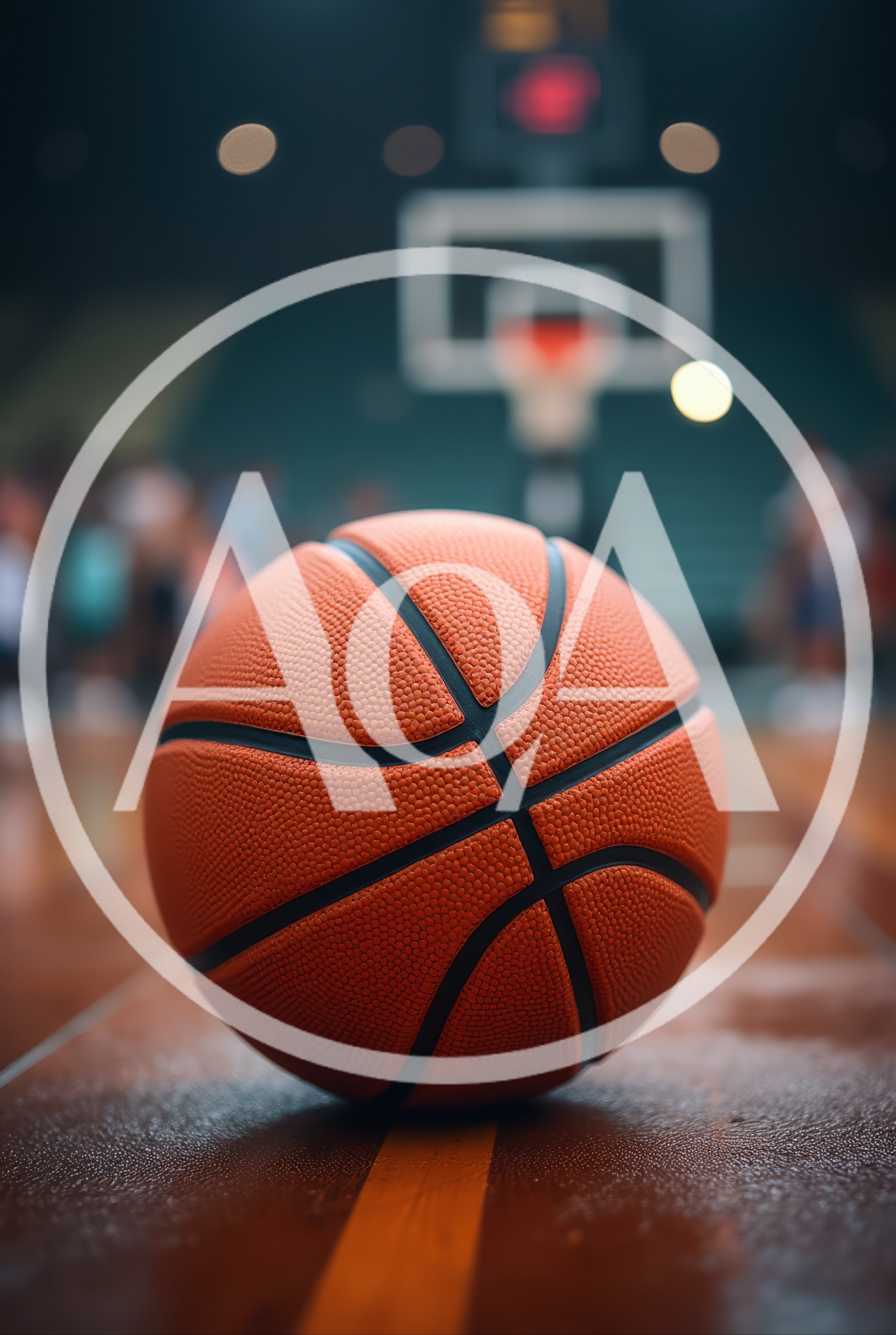 Basketball Resting On A Polished Indoor Court